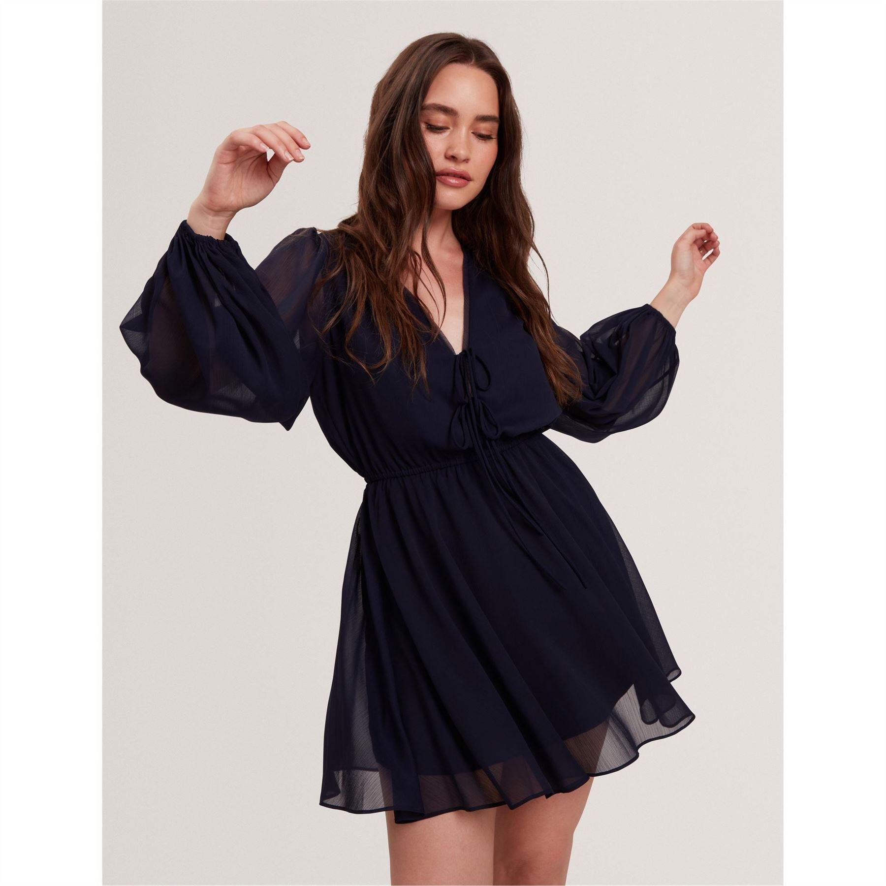 Ted Baker Woven V-Neck Three Quarter Sleeve Babydoll Dress