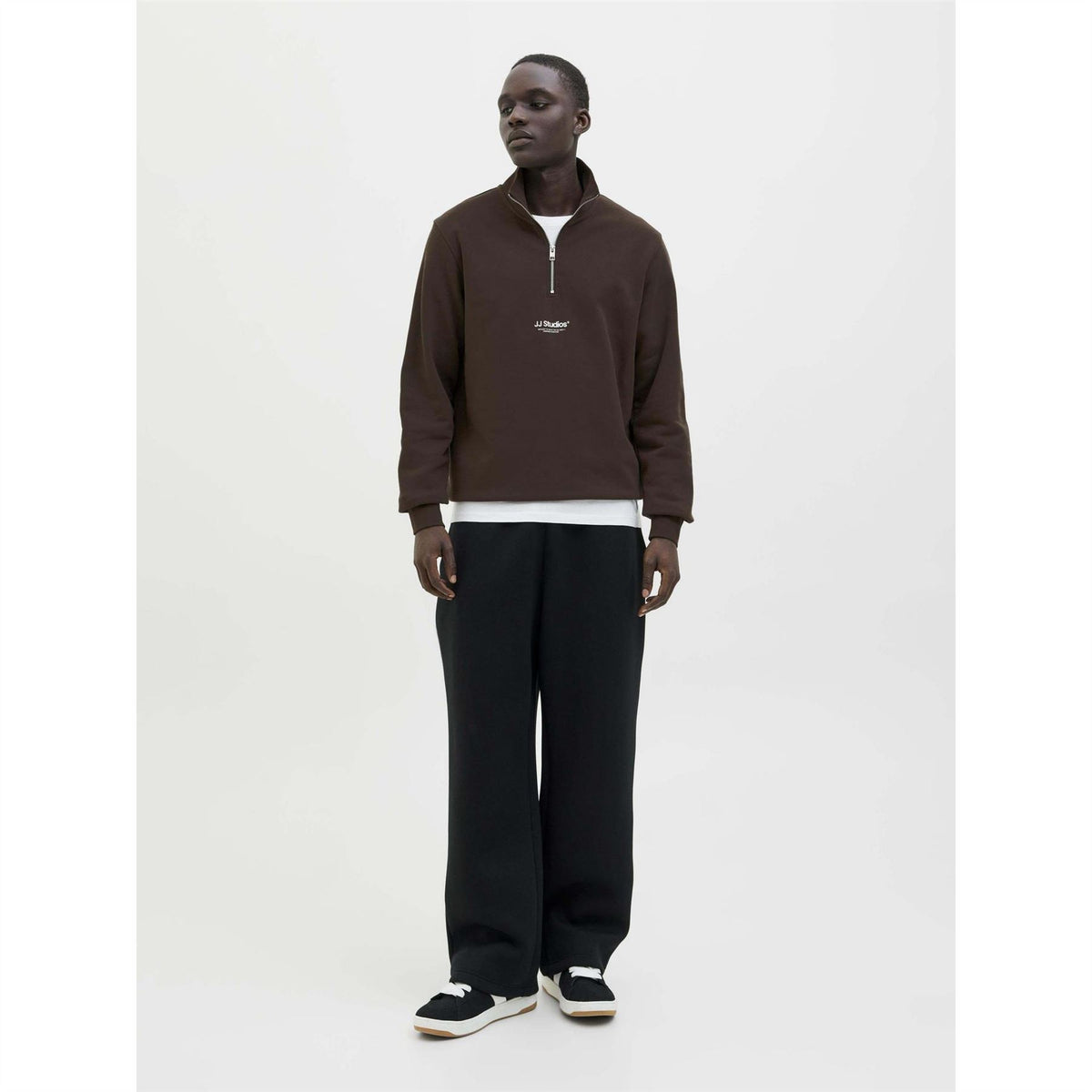 Jack and Jones Jjesoho Sweatshirt Quarter Zip Cotton Fleece Top