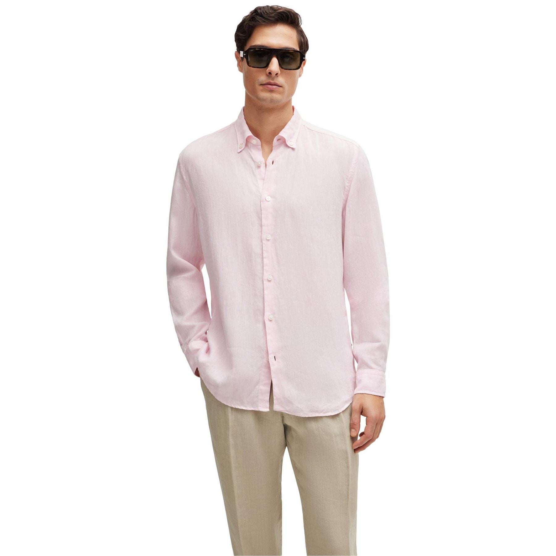 Boss Liam Collared Neck Button Down Long Sleeve Shirt