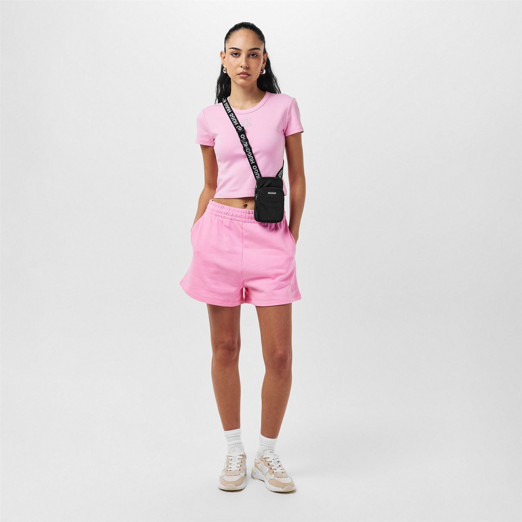 Hugo Cropped Crew Neck Relaxed Fit T-Shirt