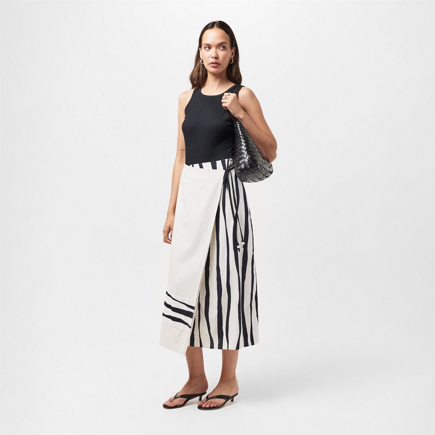 French Connection Genevieve Maxi Stripe Patterned Wrap Skirt