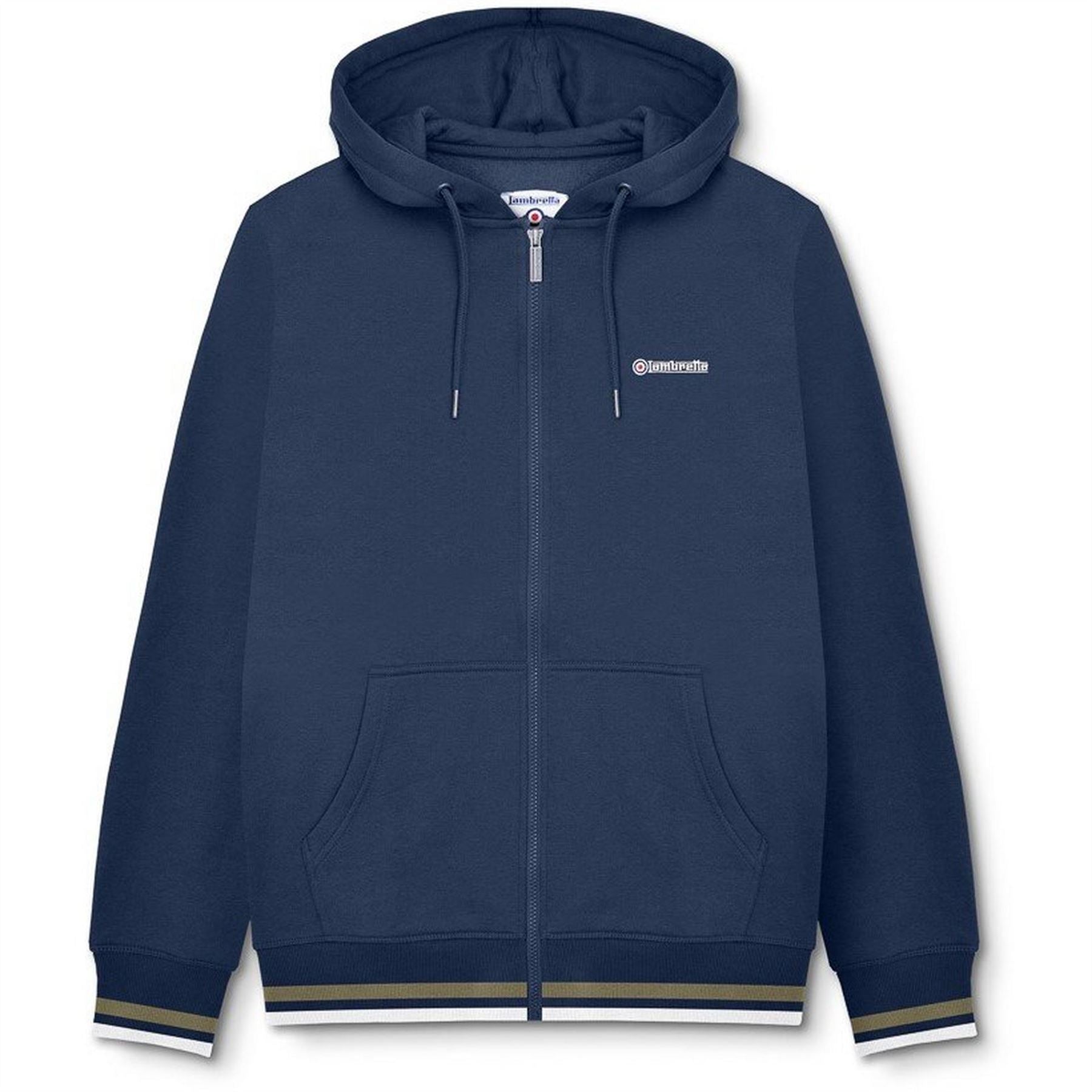 Lambretta Solid Patterned Hooded Ribbed Cuff Sweat Jacket