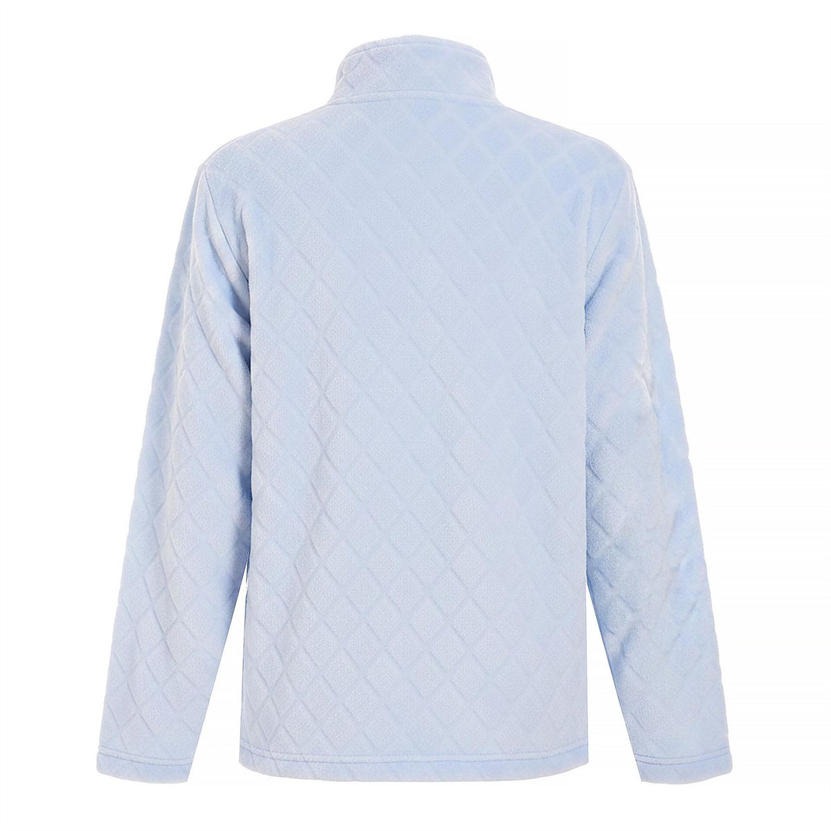 Camille Fleece Diamond Print Bed Jacket With Pockets