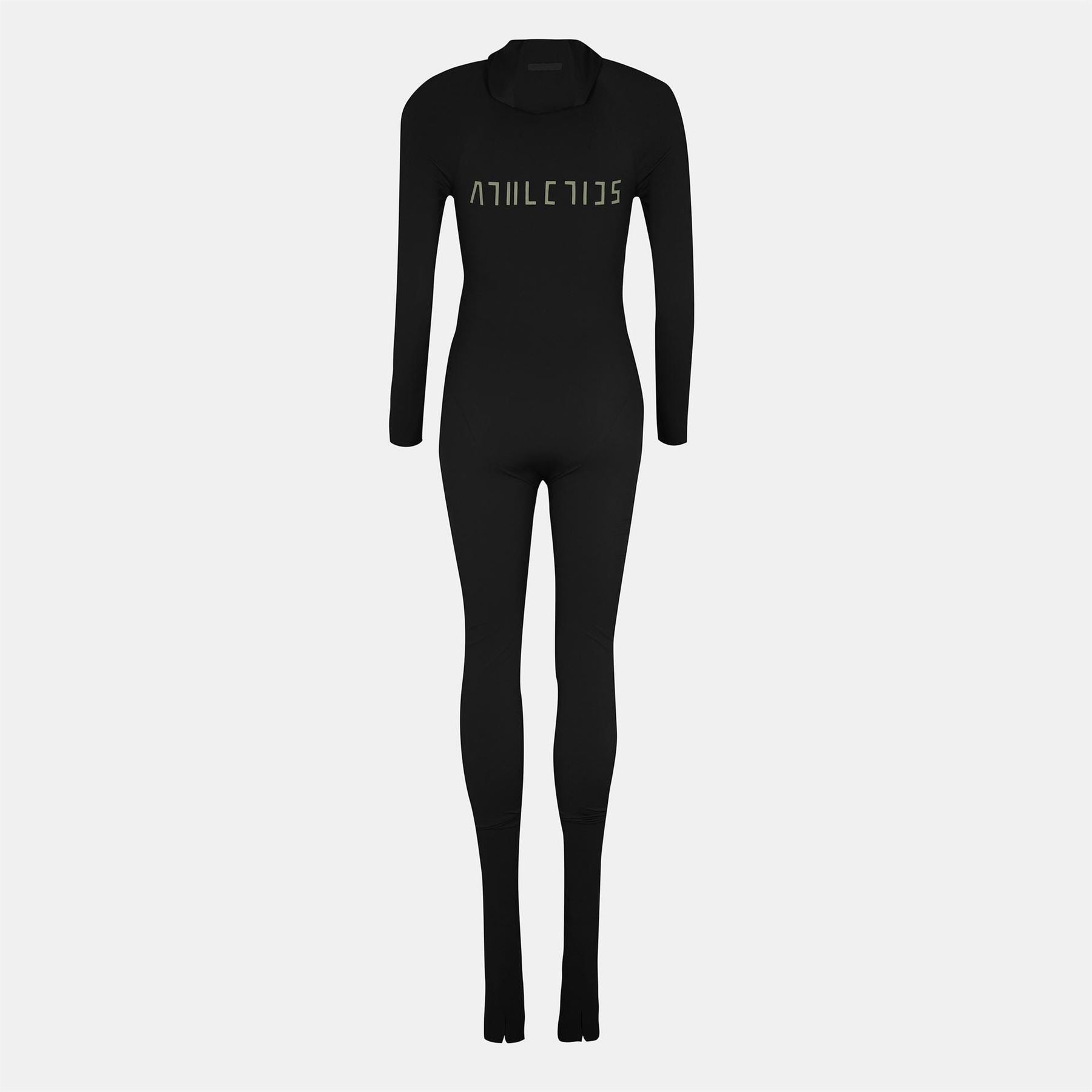 adidas Zip Neck Long Sleeve Solid Patterned Jumpsuit