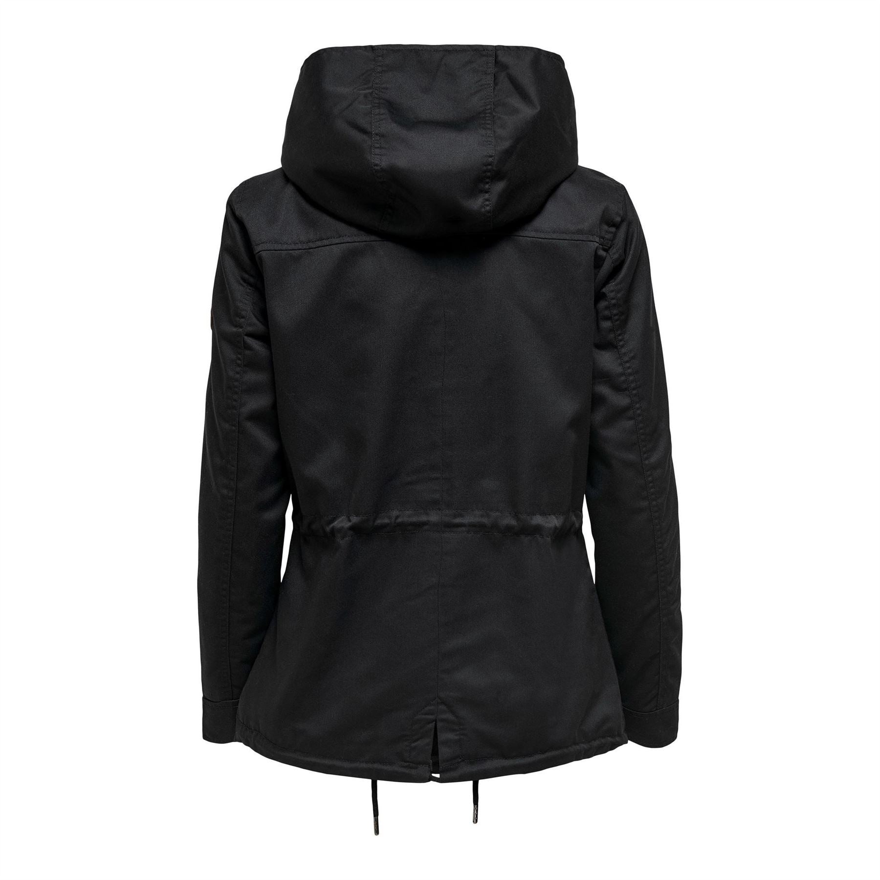 Only Solid Patterned Hooded Drawstring Parka Jacket