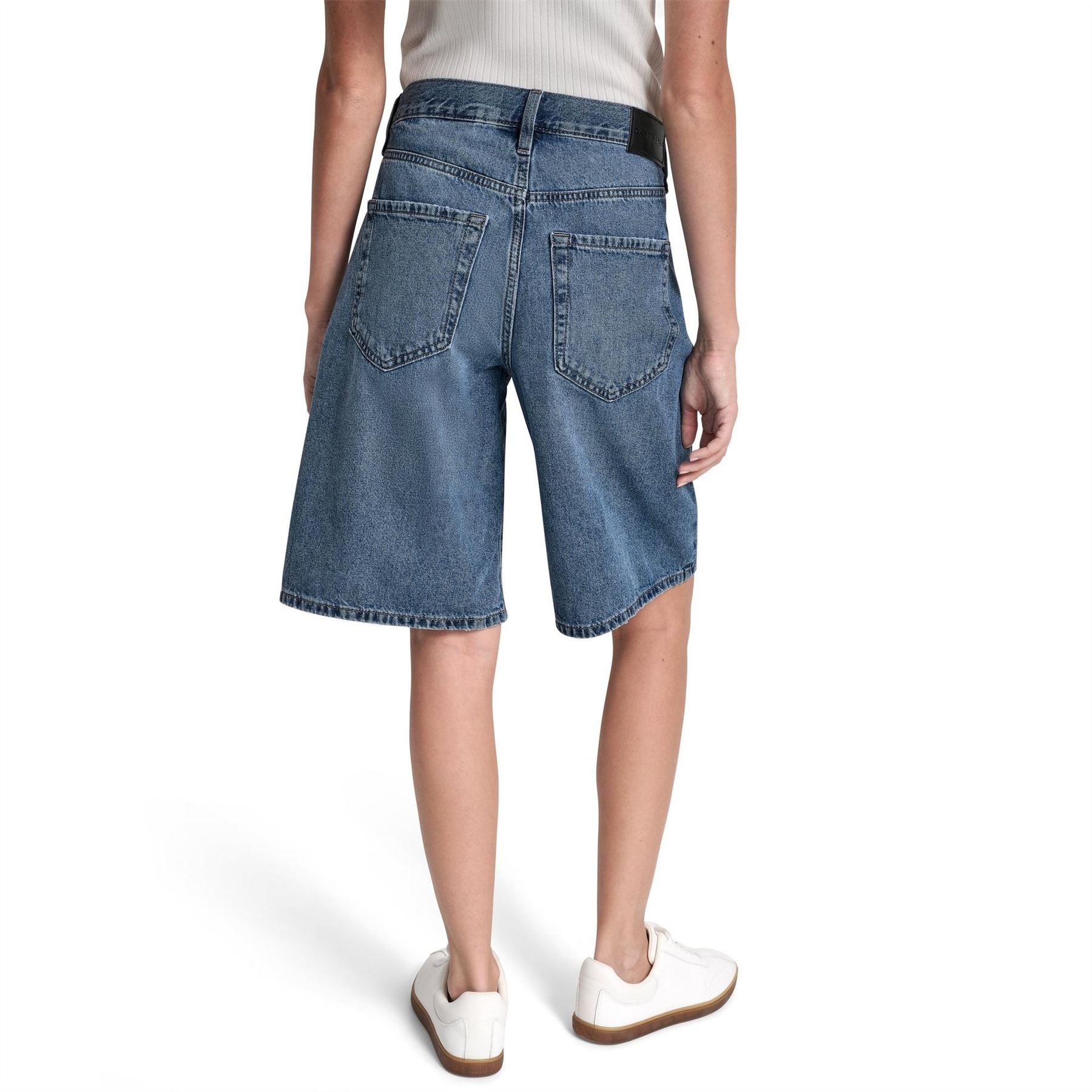 DKNY Jeans Mid Rise Relaxed Bermuda Denim Shorts