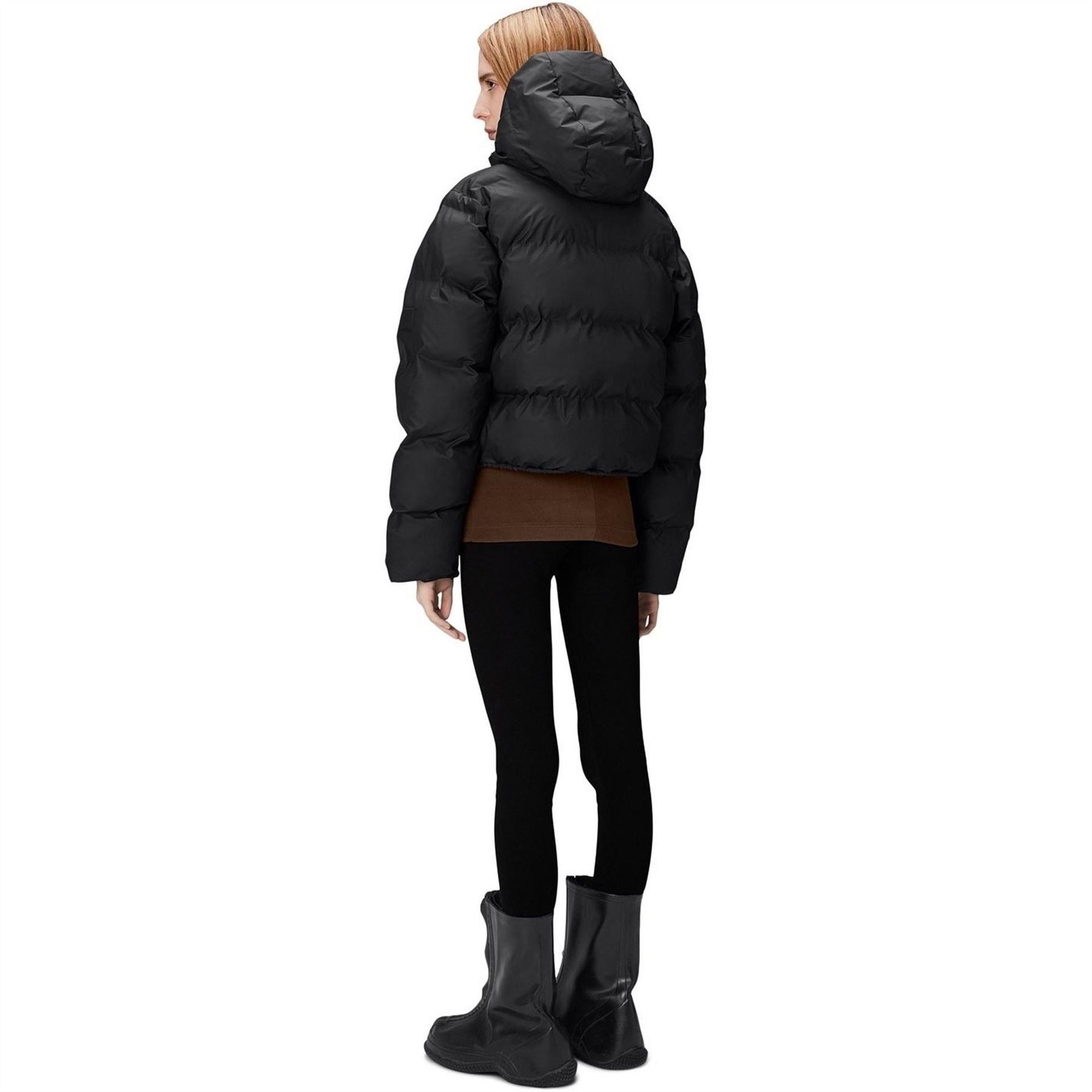 Rains Hooded Solid Patterned Puffer Jacket