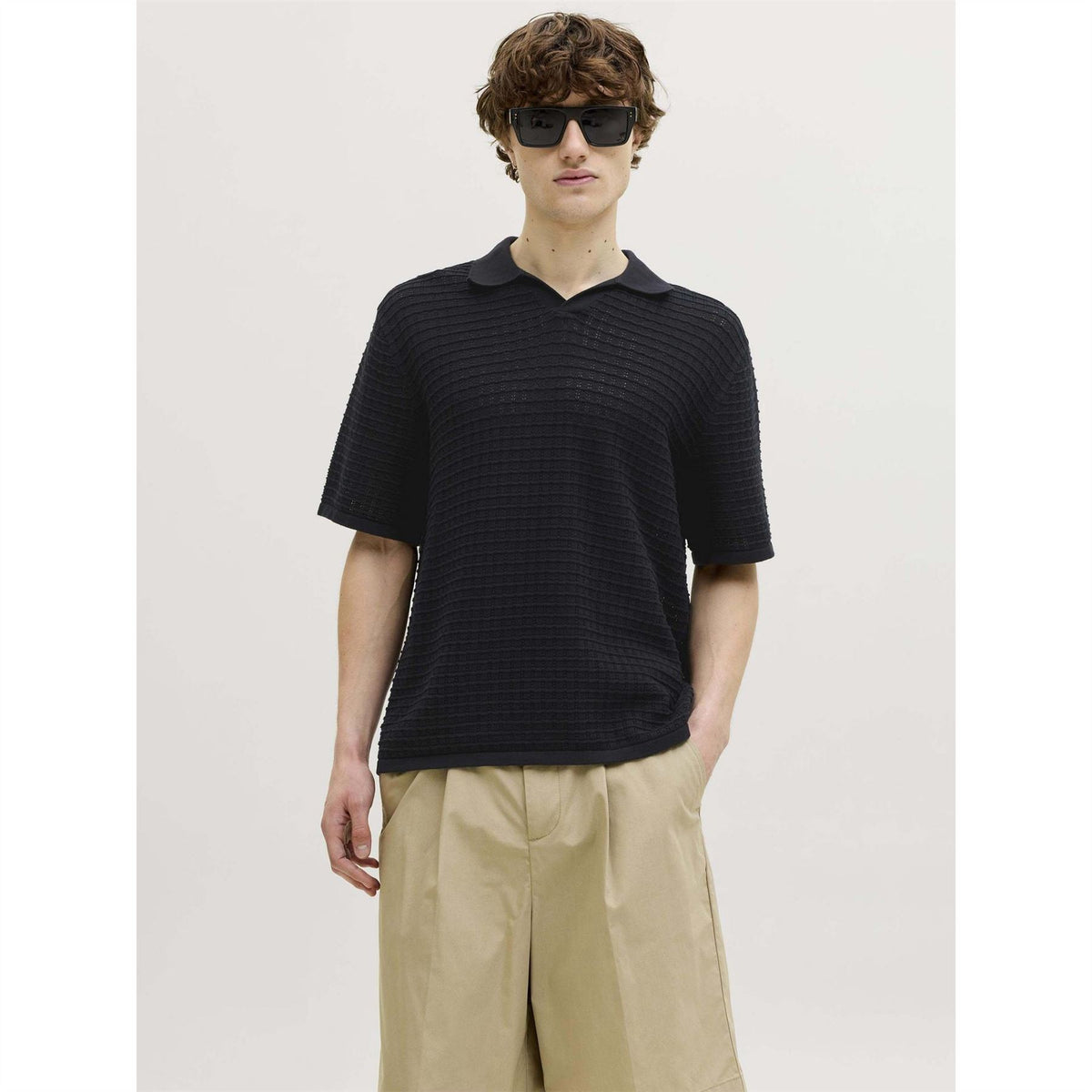 Jack and Jones Jornantucket Knit Split Neck Cotton Polo Shirt