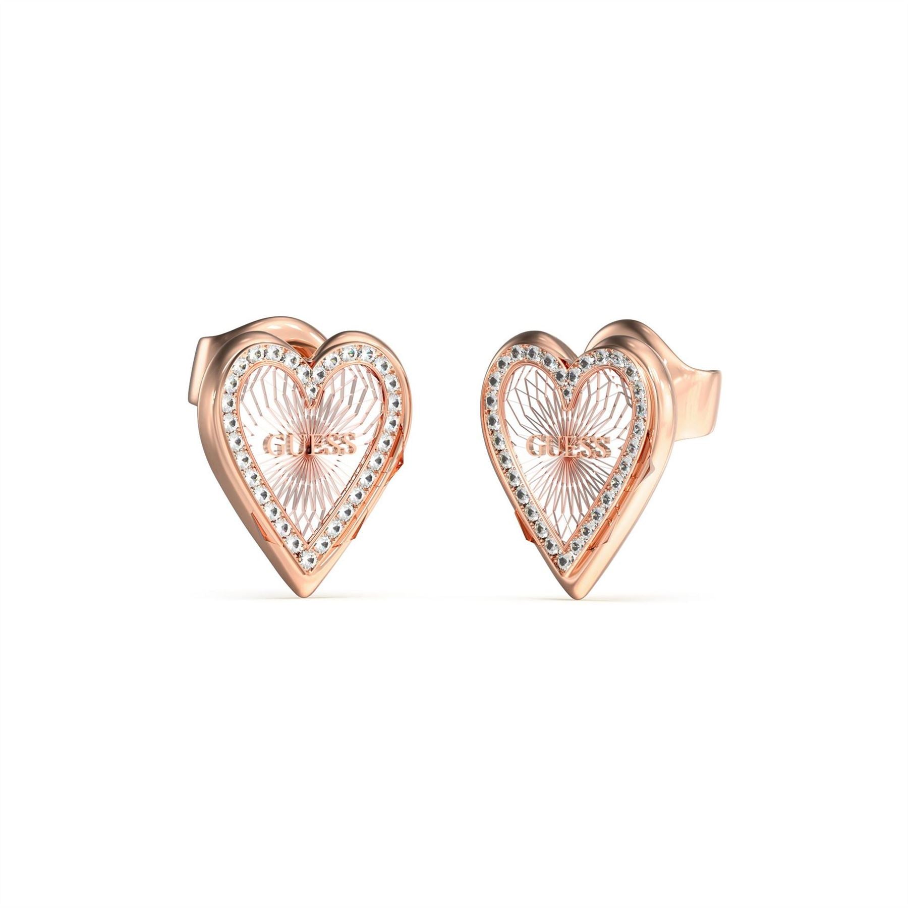 Guess Love Me Tender Heart Stainless Steel Stud Earrings