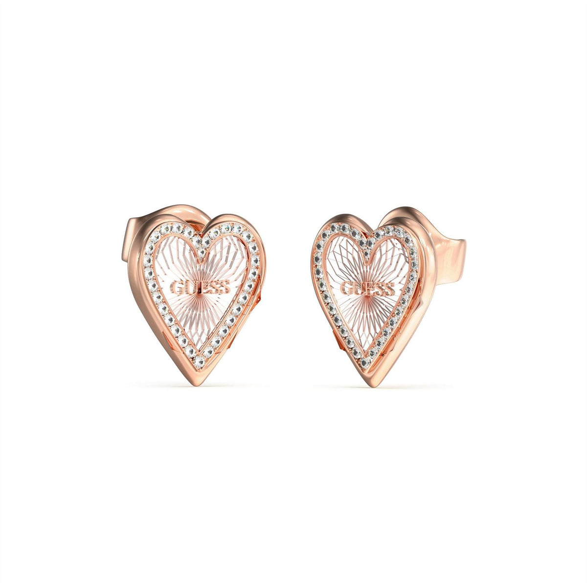 Guess Love Me Tender Heart Stainless Steel Stud Earrings