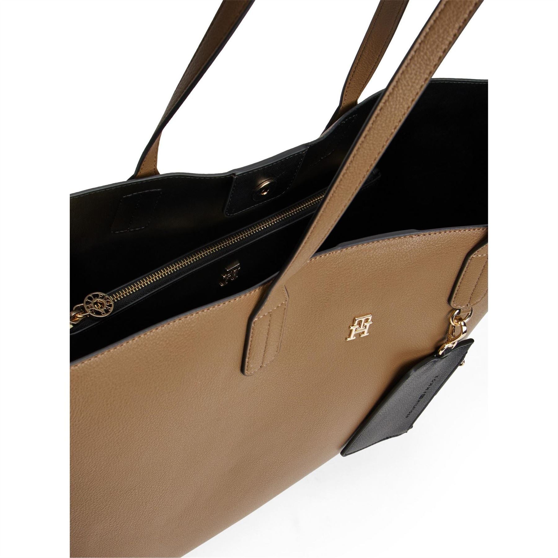 Tommy Hilfiger Solid Patterned Icon Tote with Gold Tone Hardware