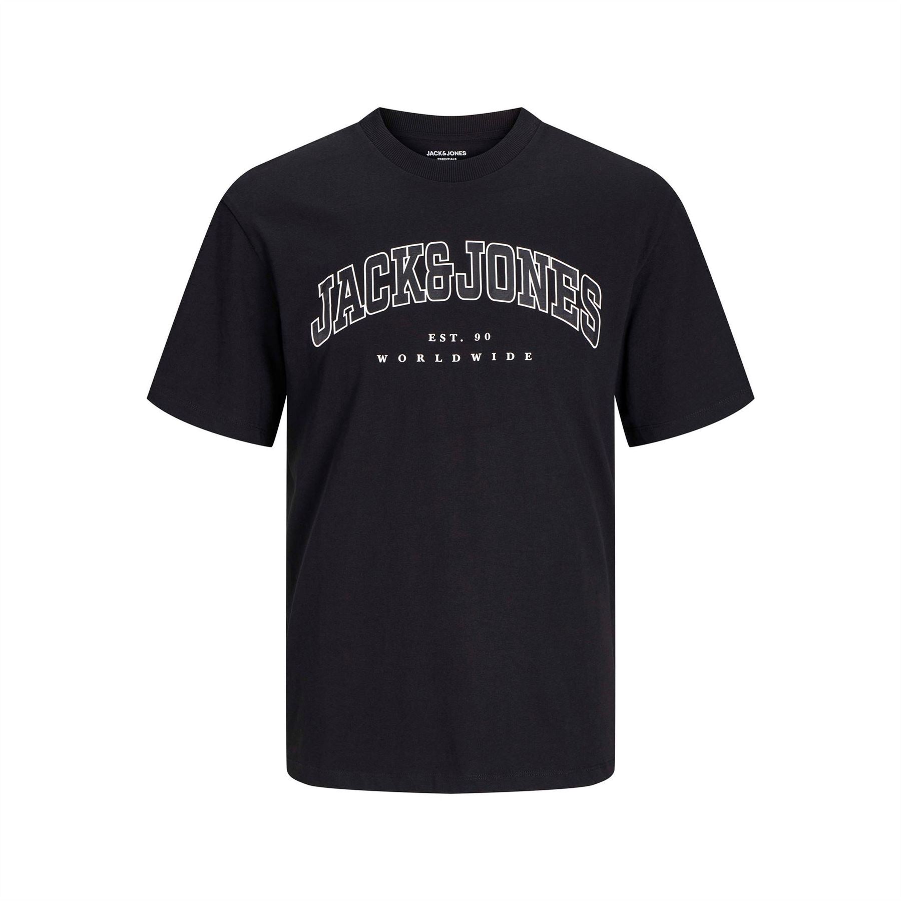 Jack and Jones Varsity Arch Lettering Crew Neck Short Sleeve T-Shirt