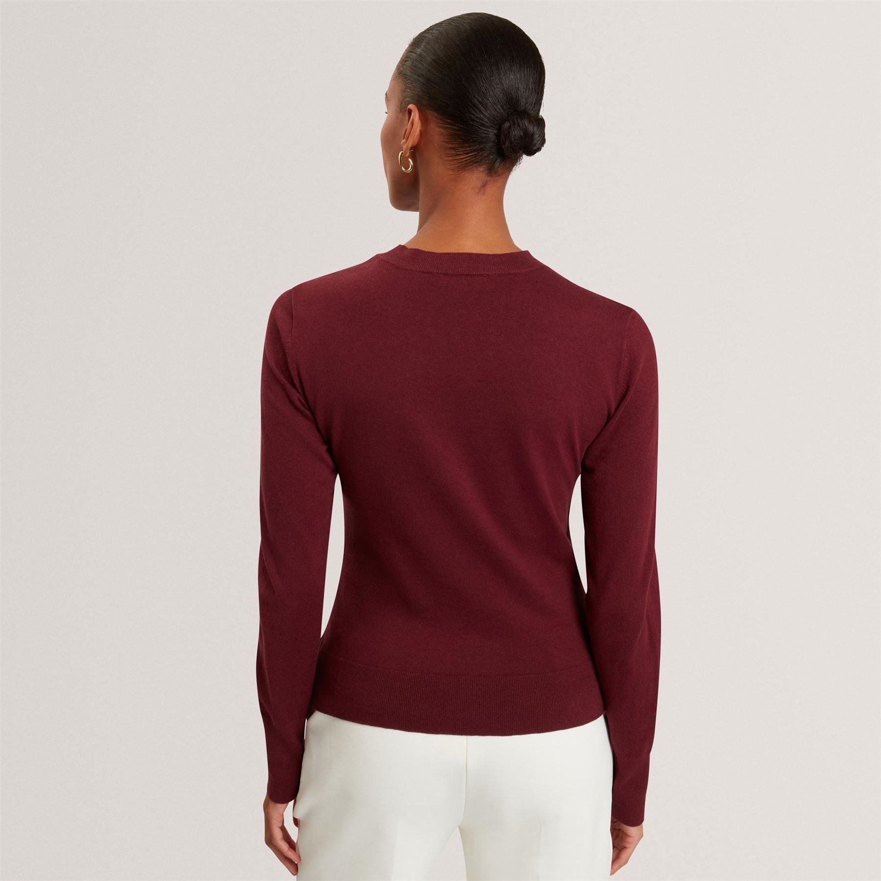Ted Baker Printed Satin Front Fine Knit Top
