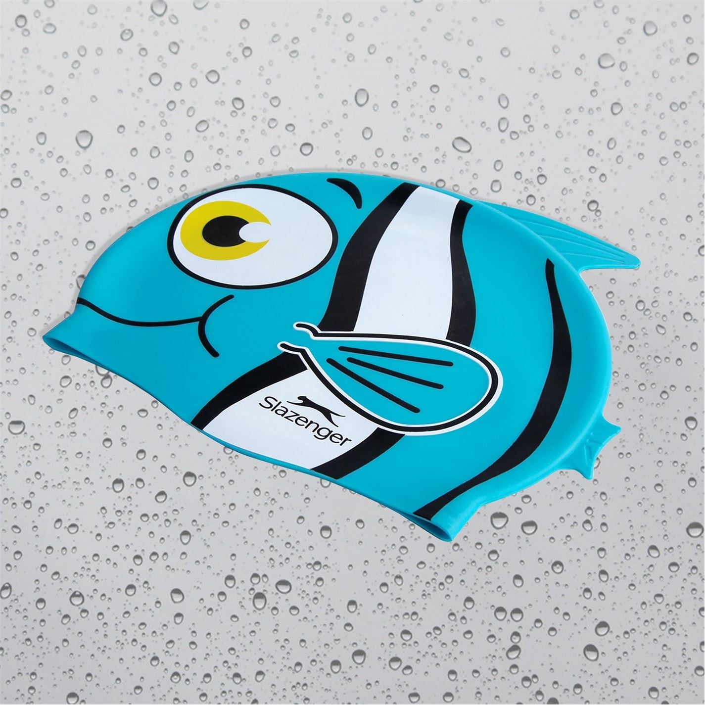 Slazenger Fish Print Silicone Swimming Cap Childrens