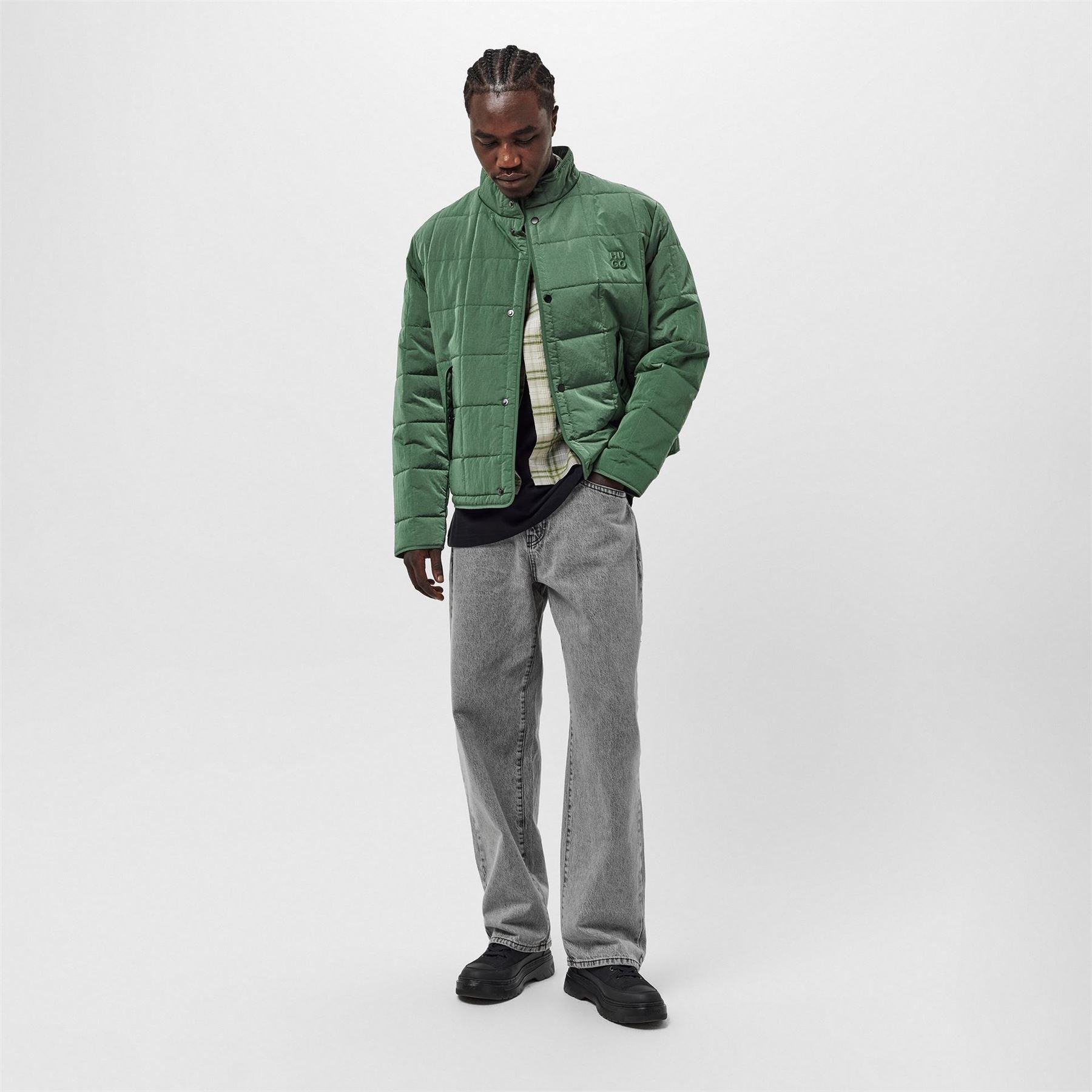 Hugo Birol Quilted Dwr Long Sleeve Harrington Jacket