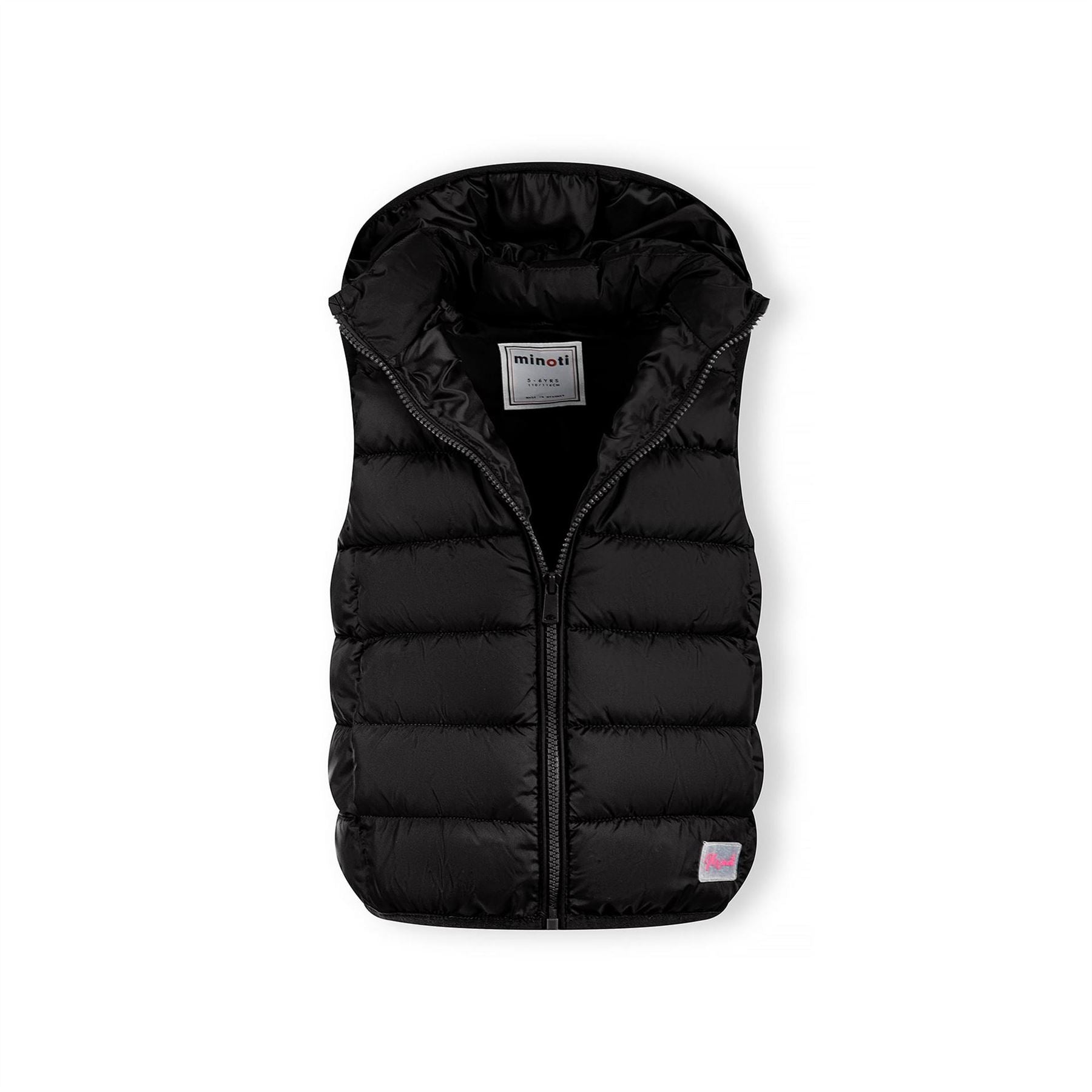 Minoti Girls Quilted Gilet Detachable Hood Black
