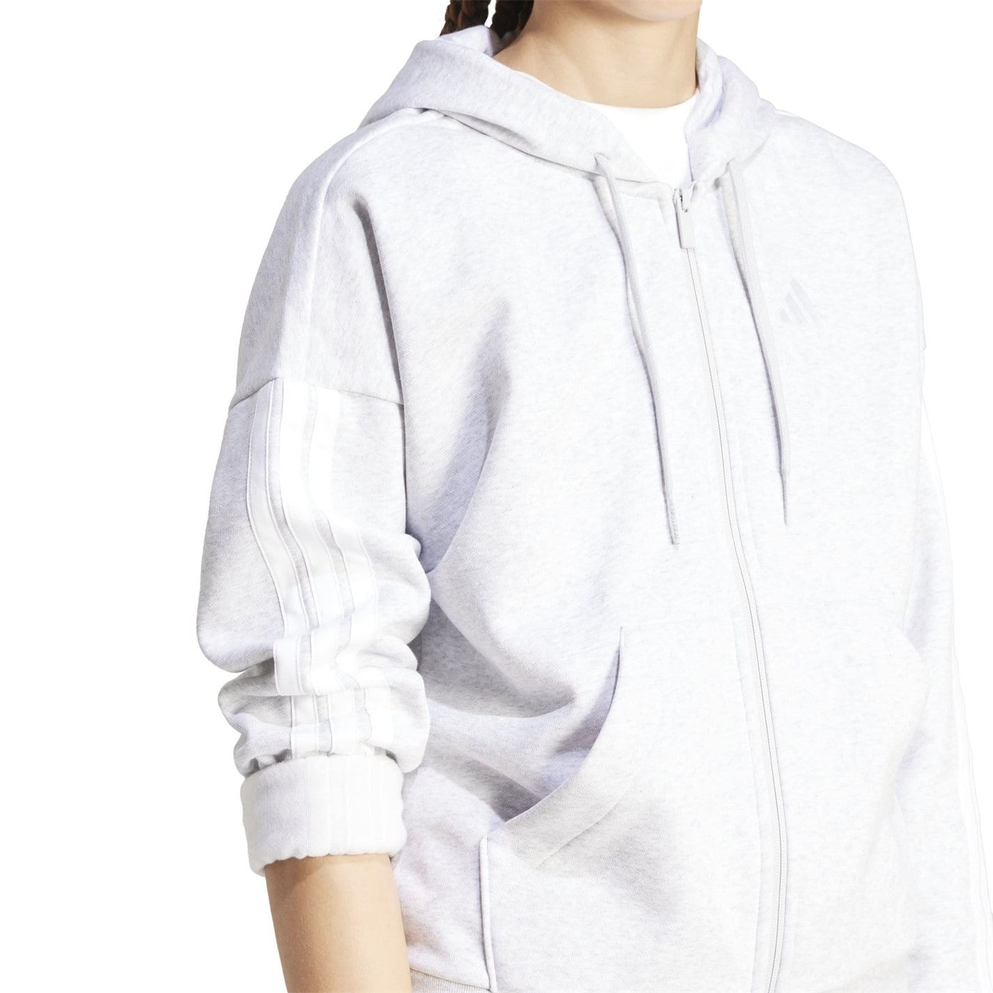 adidas Womens Essentials 3 Stripe Zip Track Hoodie