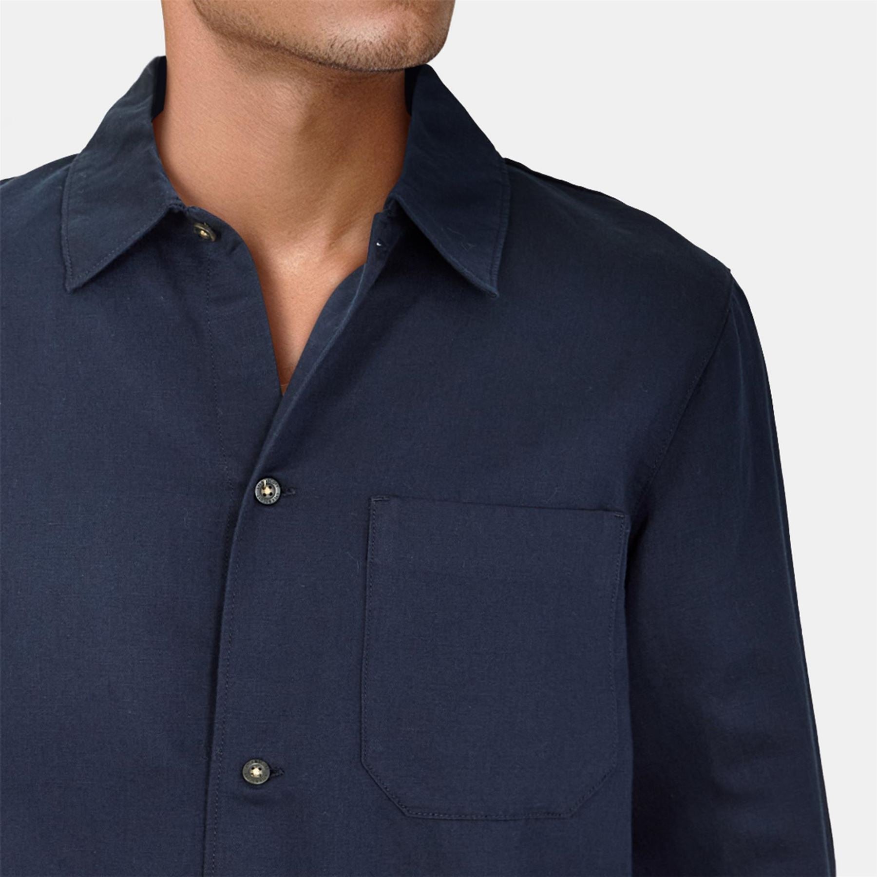 Lyle and Scott Linen Blend Long Sleeve Oversized Fit Overshirt