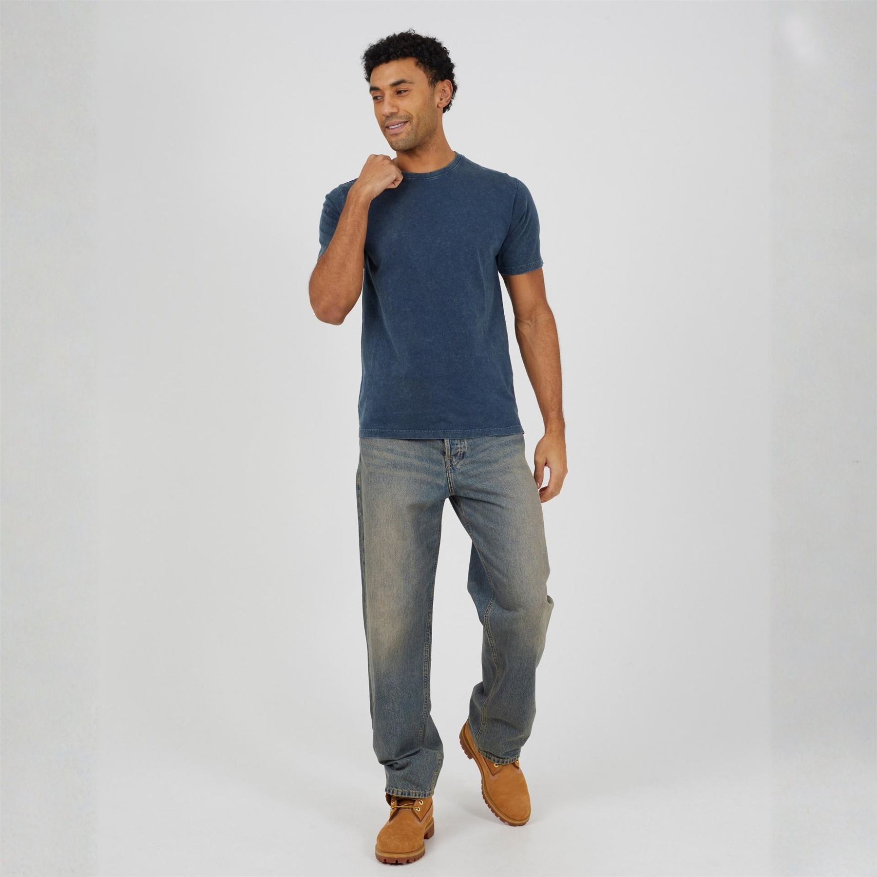 Brave Soul Mens Crew Neck Acid Wash T-Shirt