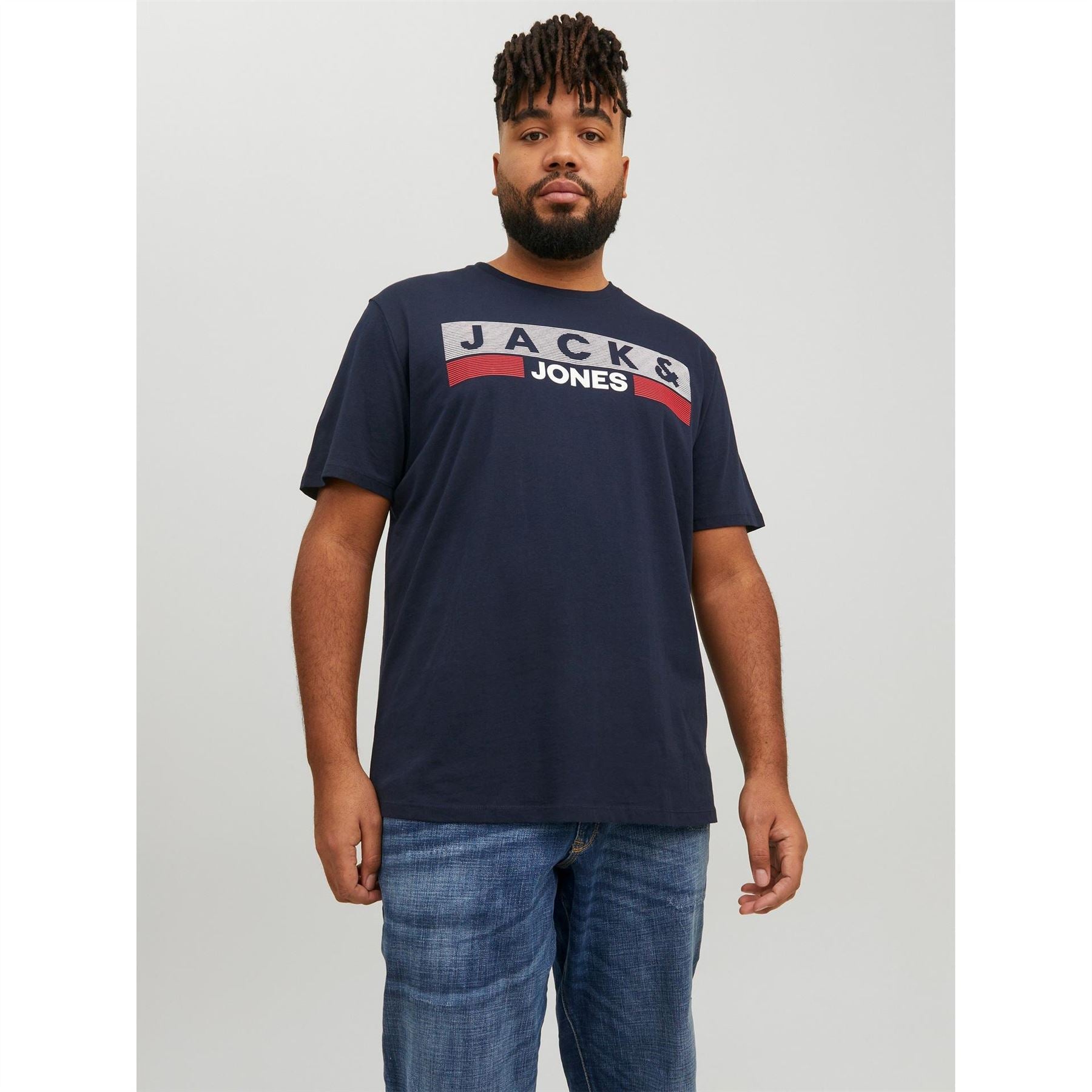 Jack and Jones Mens Short Sleeve Logo T-Shirt Plus Size