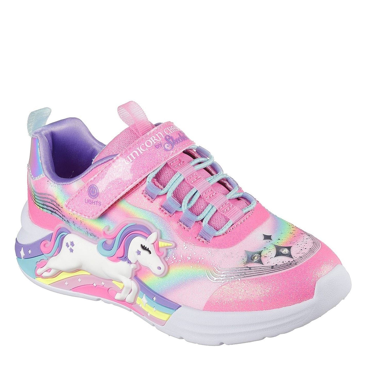 Skechers Lighted Unicorn Bungee  And  Gore Sneak Light Up Trainers Girls