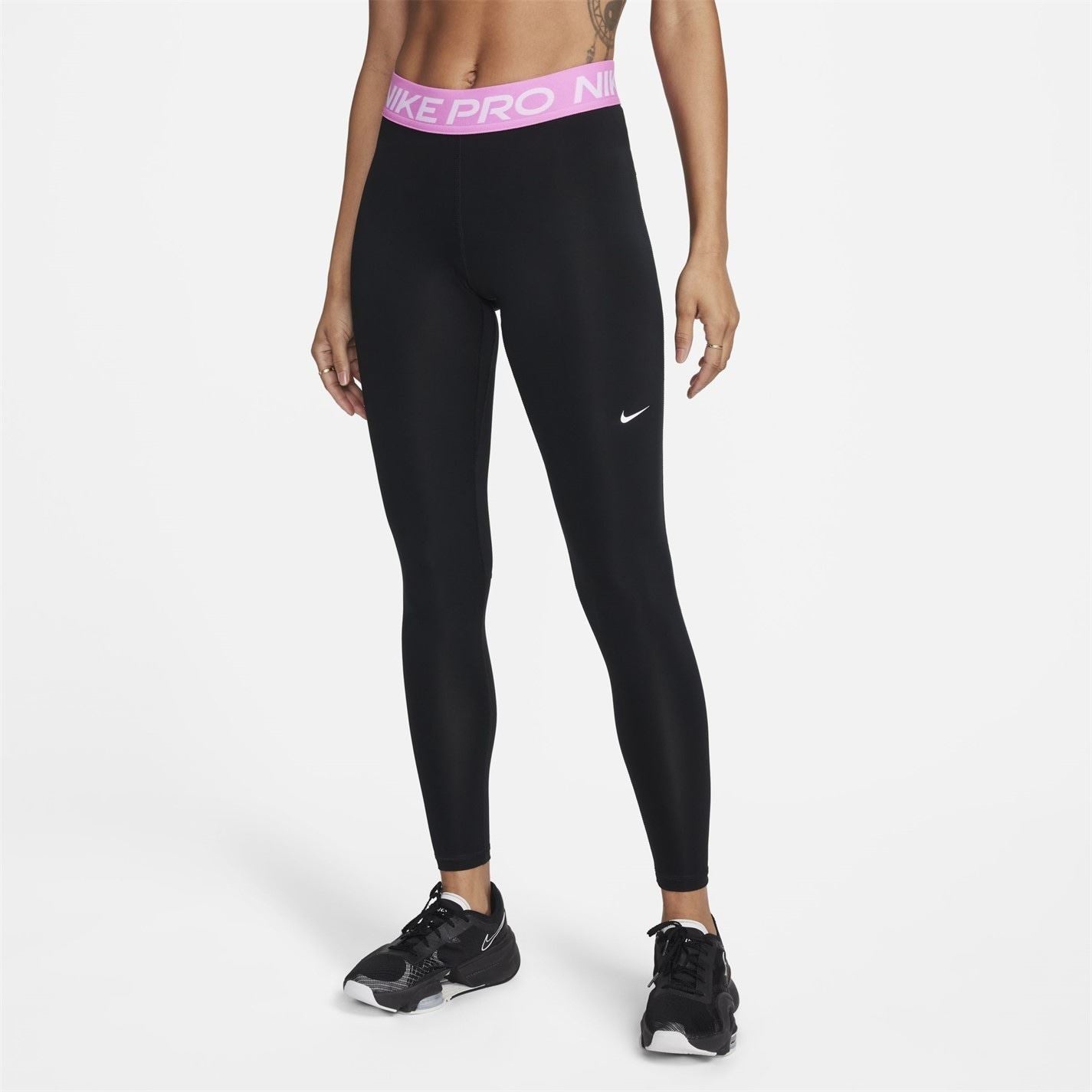 Nike Womens Pro Mid Rise Mesh Panelled Leggings