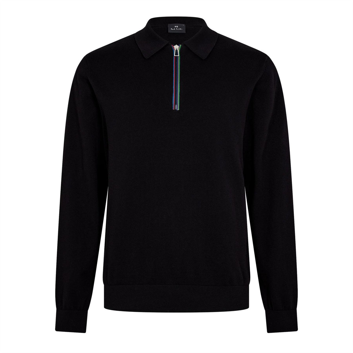 PS Paul Smith Rainbow Tip Zipped Pocket Zip Neck Long Sleeve Sweater