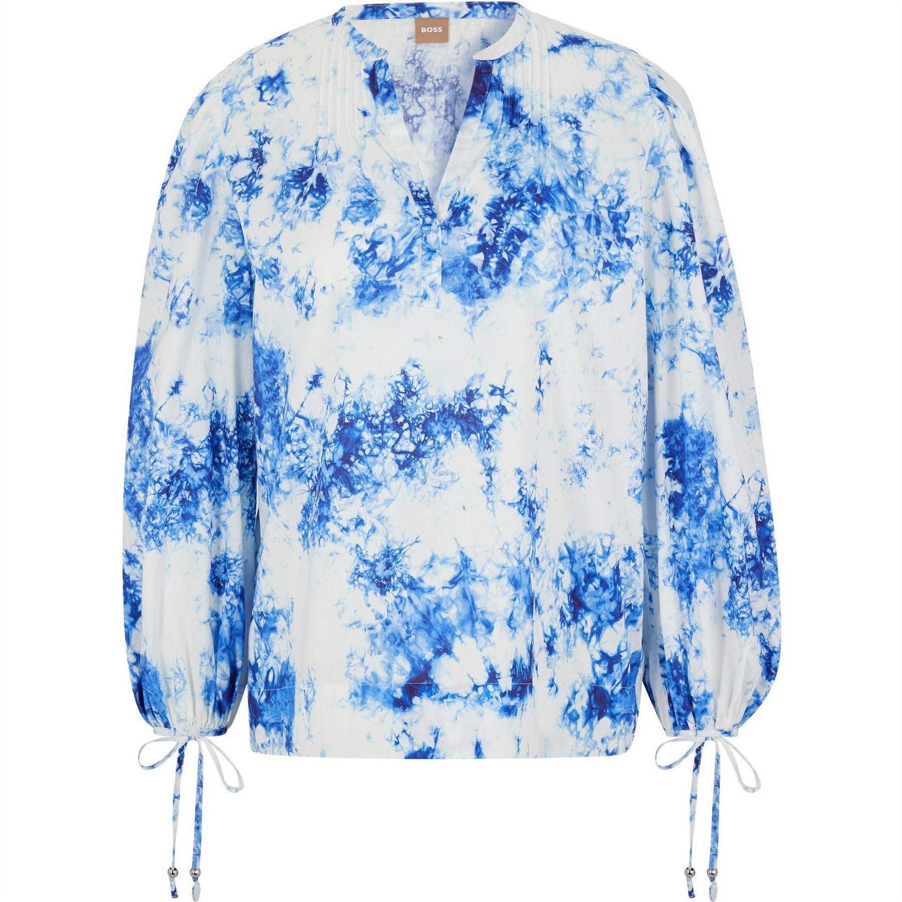 Boss V-Neck Long Balloon Sleeve Blouse