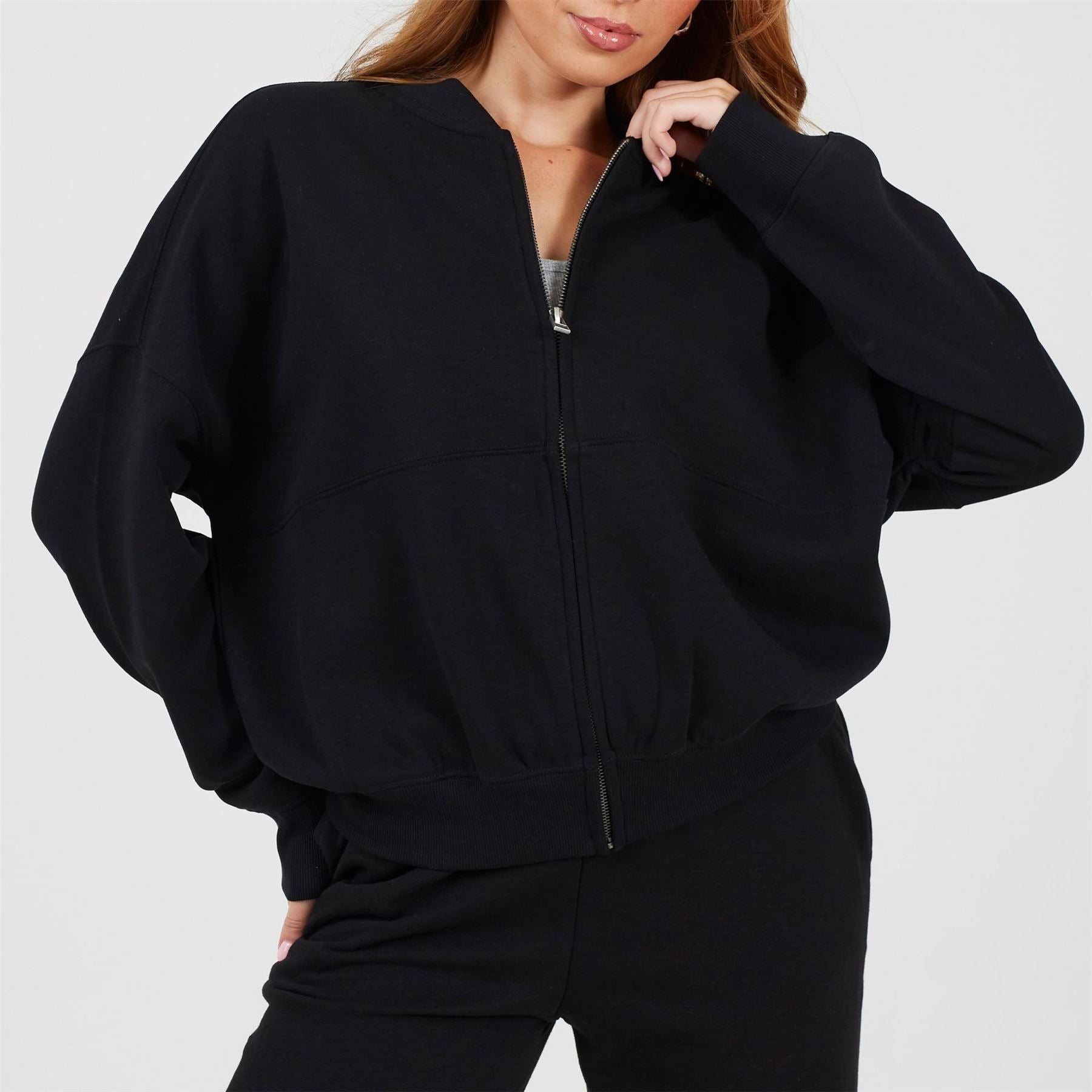 Brave Soul Womens Zip Through Sweatshirt With Panel Detail