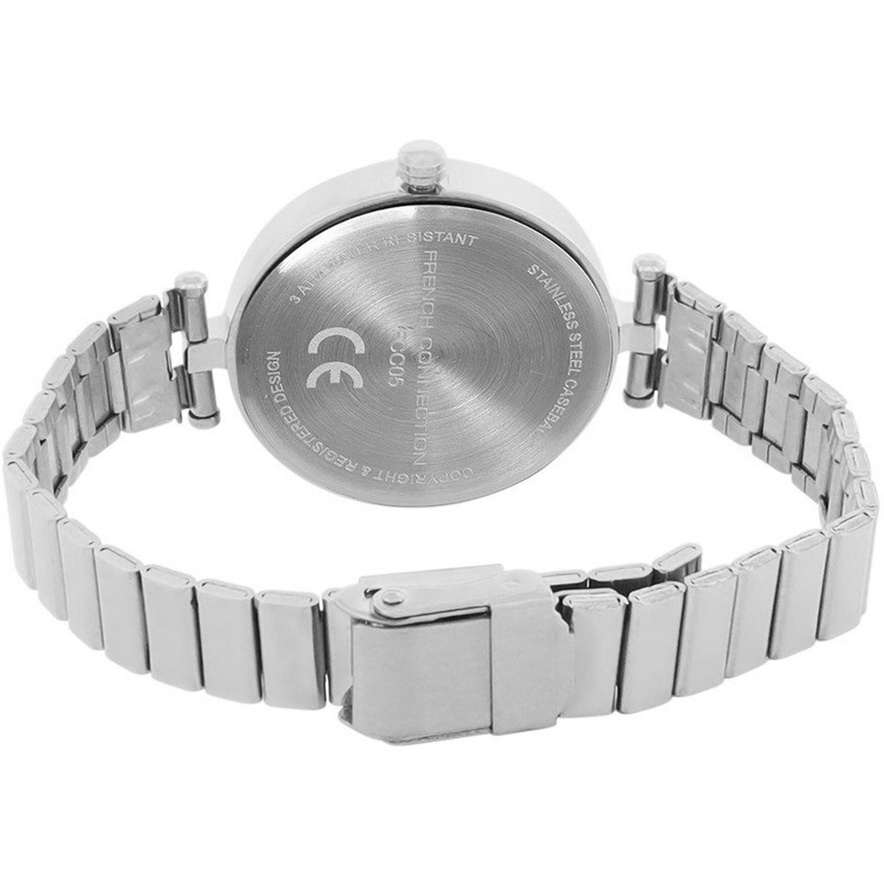 French Connection Connection Silver Case Round Shape Silver Strap Quartz Watch