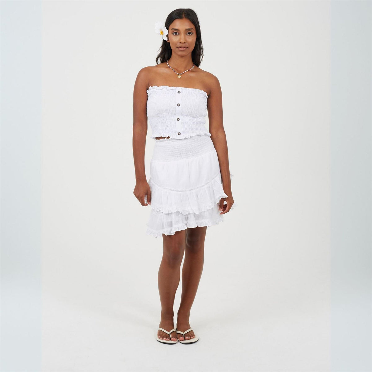 Brave Soul Womens Shirred Button Through Boob Tube