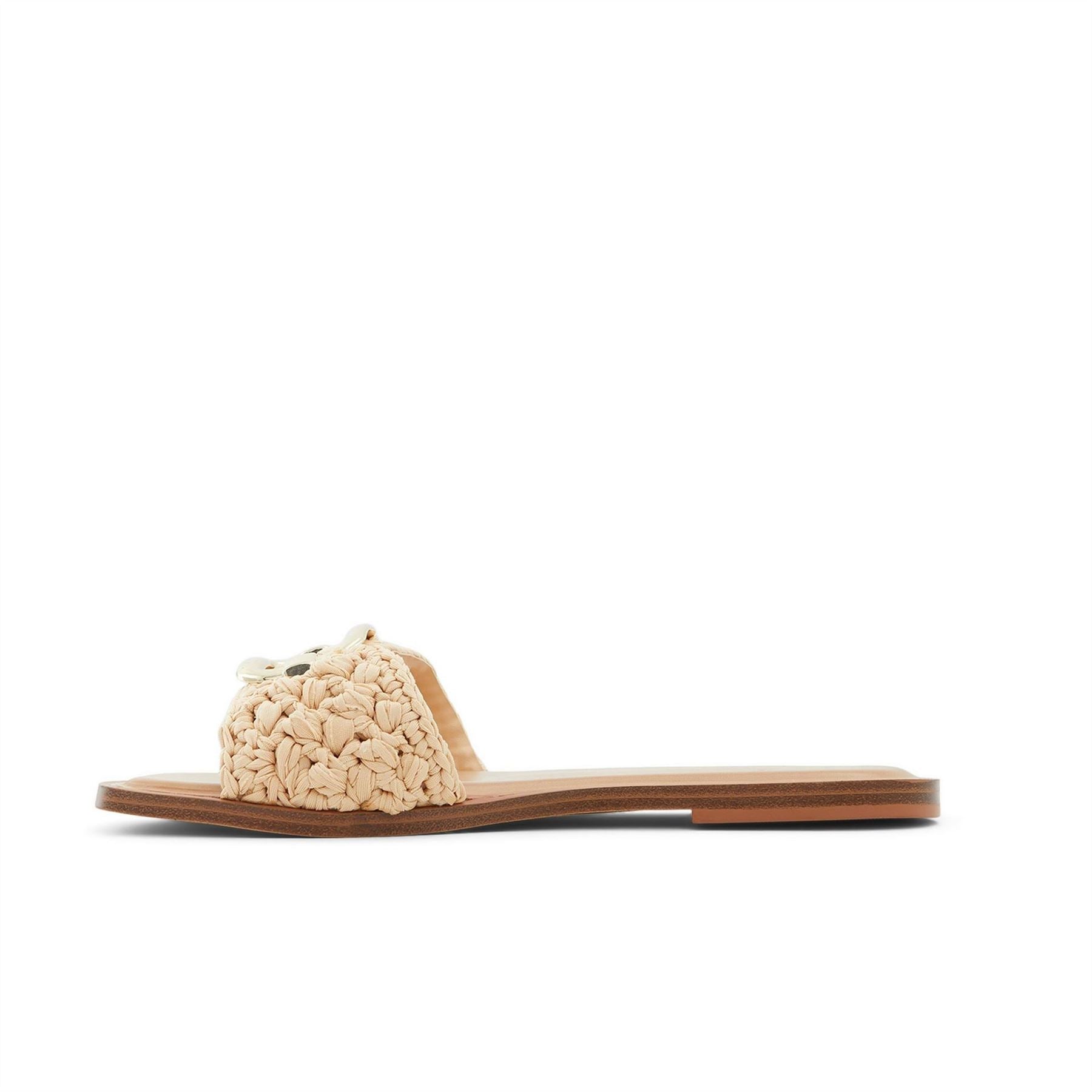 Aldo Textured Open Toe Flat Heel Slides