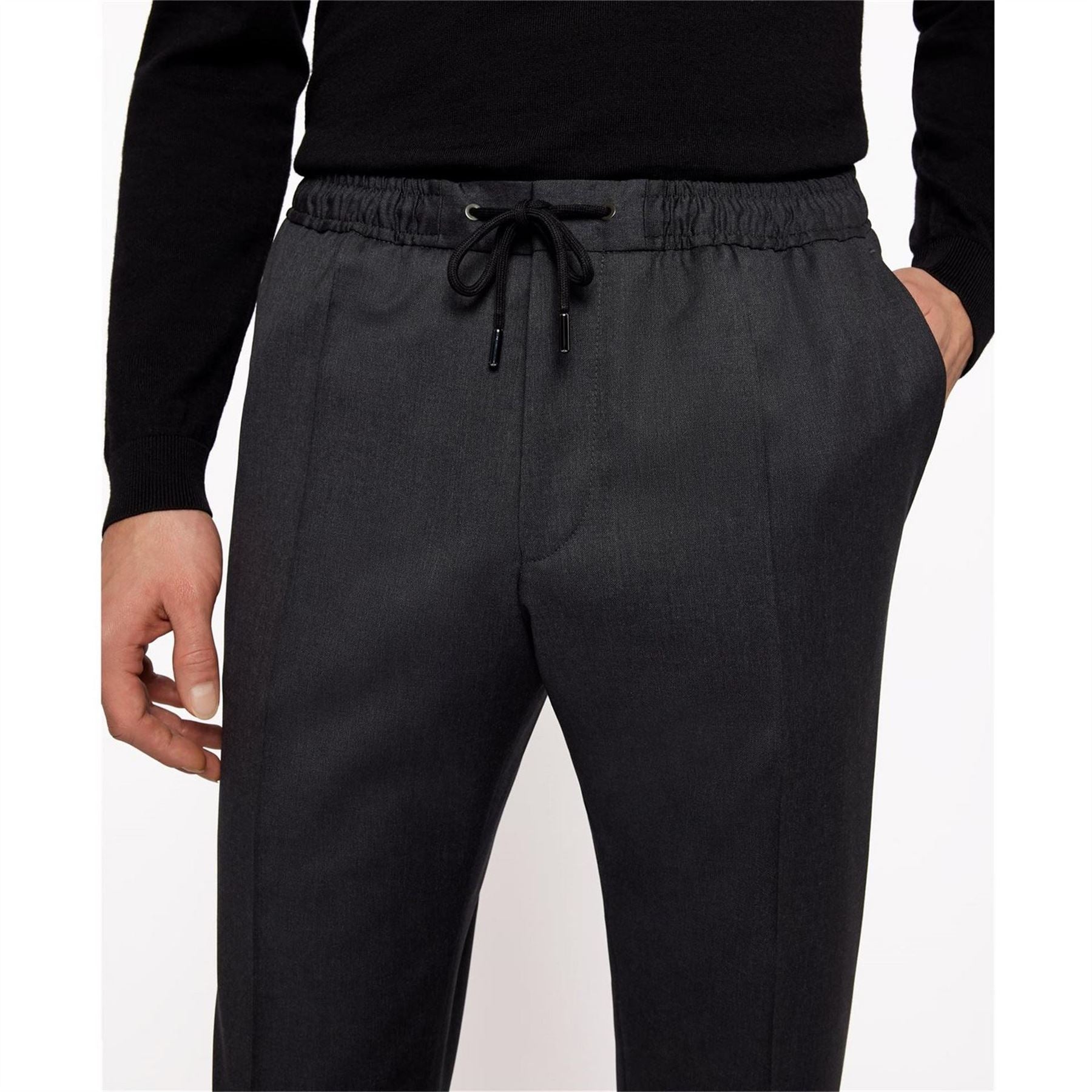 Boss Solid Patterned Slim Elastic Cuff Trousers