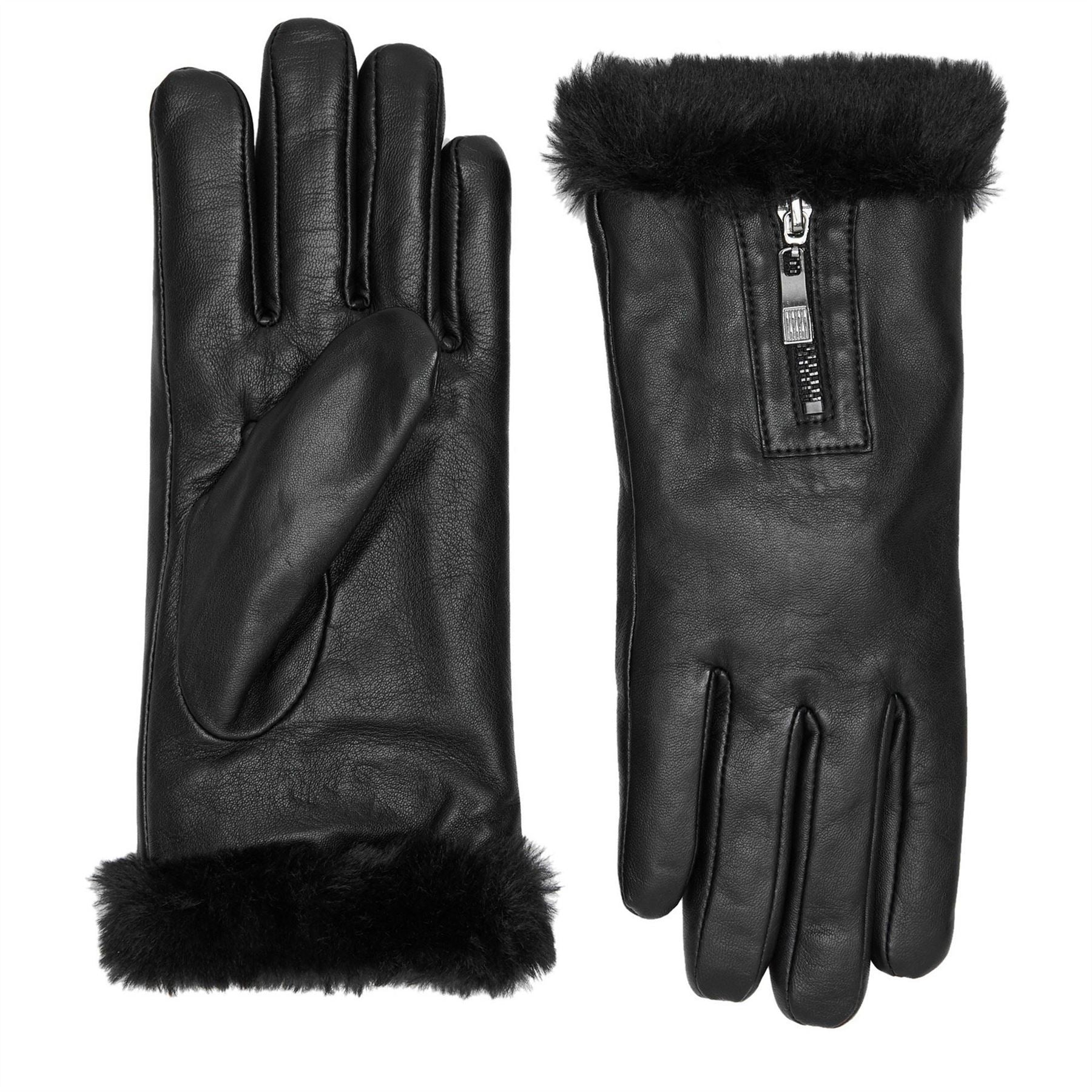 Dents Zip Leather Faux Fur cu