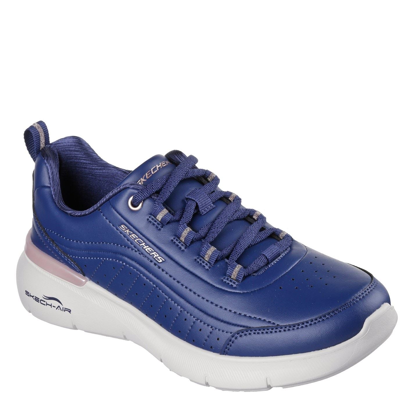 Skechers Womens Duraleather Lace Up W Memory Foam Runners
