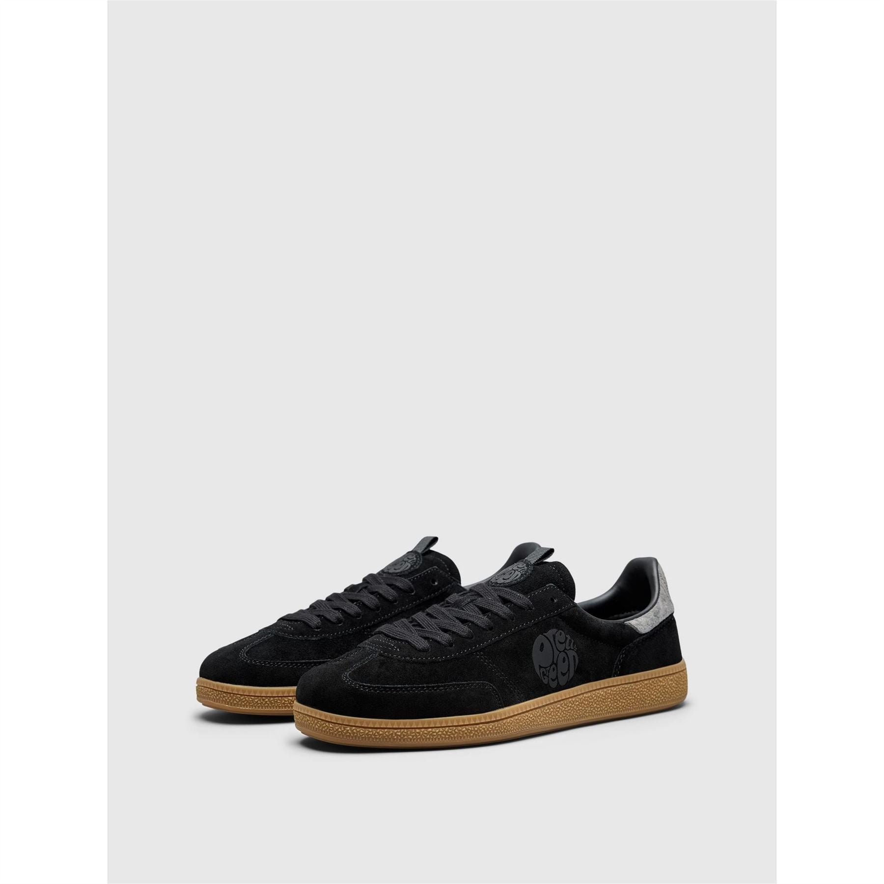 Pretty Green Suede Round Toe Flat Heel Trainers