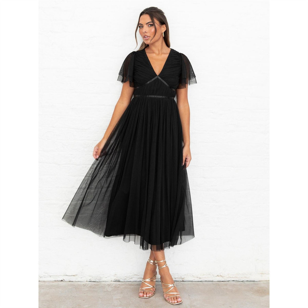 Anaya With Love With Love Recycled Black Ribbon Detail Midi Dress
