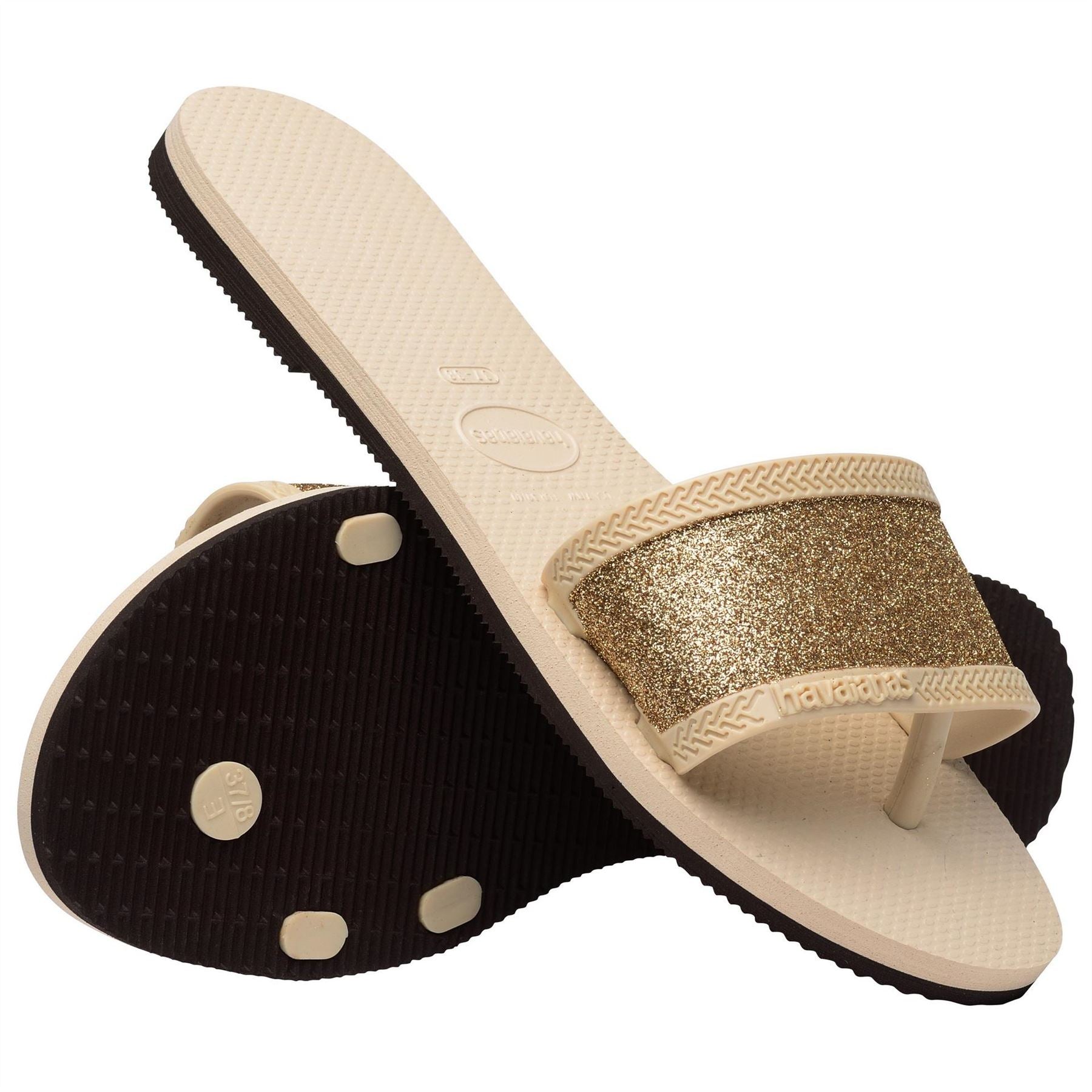 Havaianas Womens Hav. You Angra Glitter Beige 41 42 Flip Flops