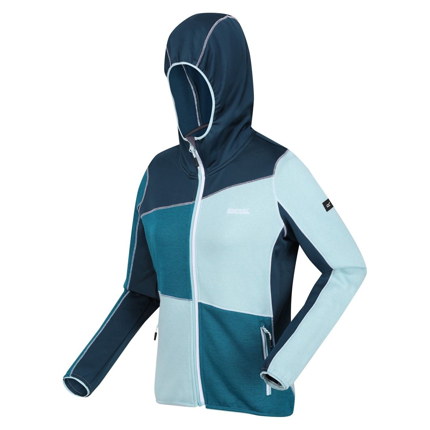Regatta Walbury Color Block Hooded Ribbed Cuff Fleece Jacket