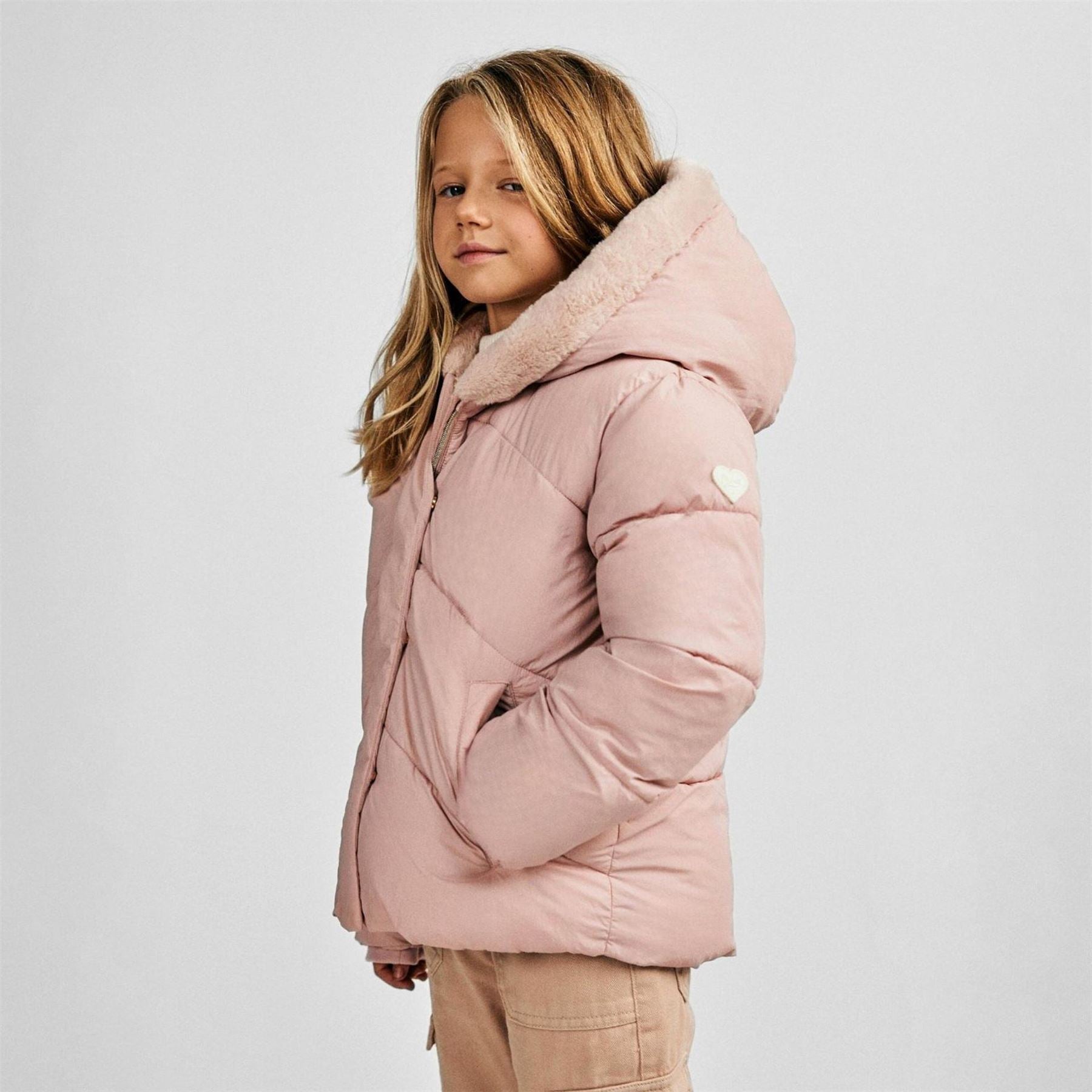 Minoti Girls Warm Padded Jacket With Hood Pink