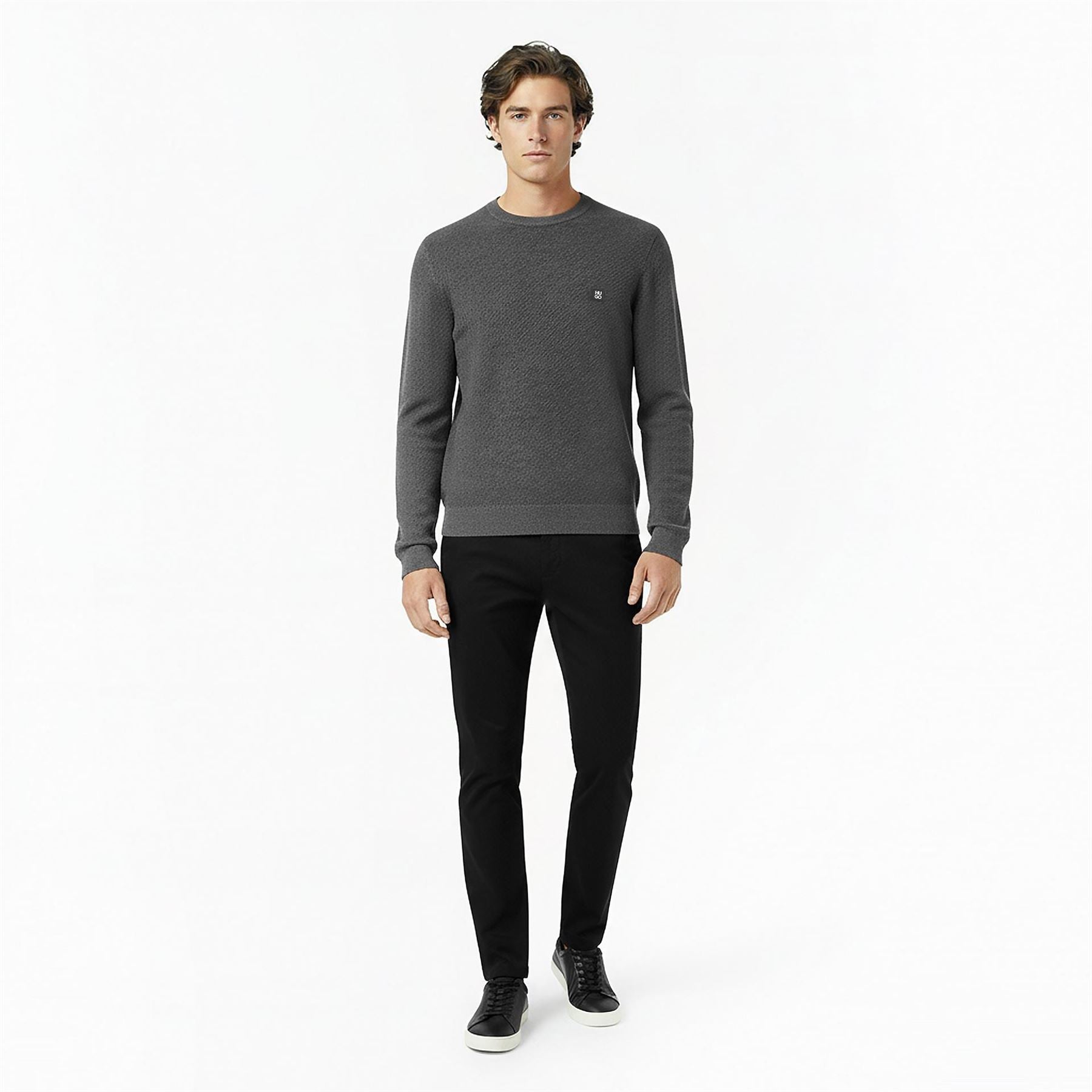Hugo HUGO Crew Neck Wool Jumper with Logo Detail (Setal)