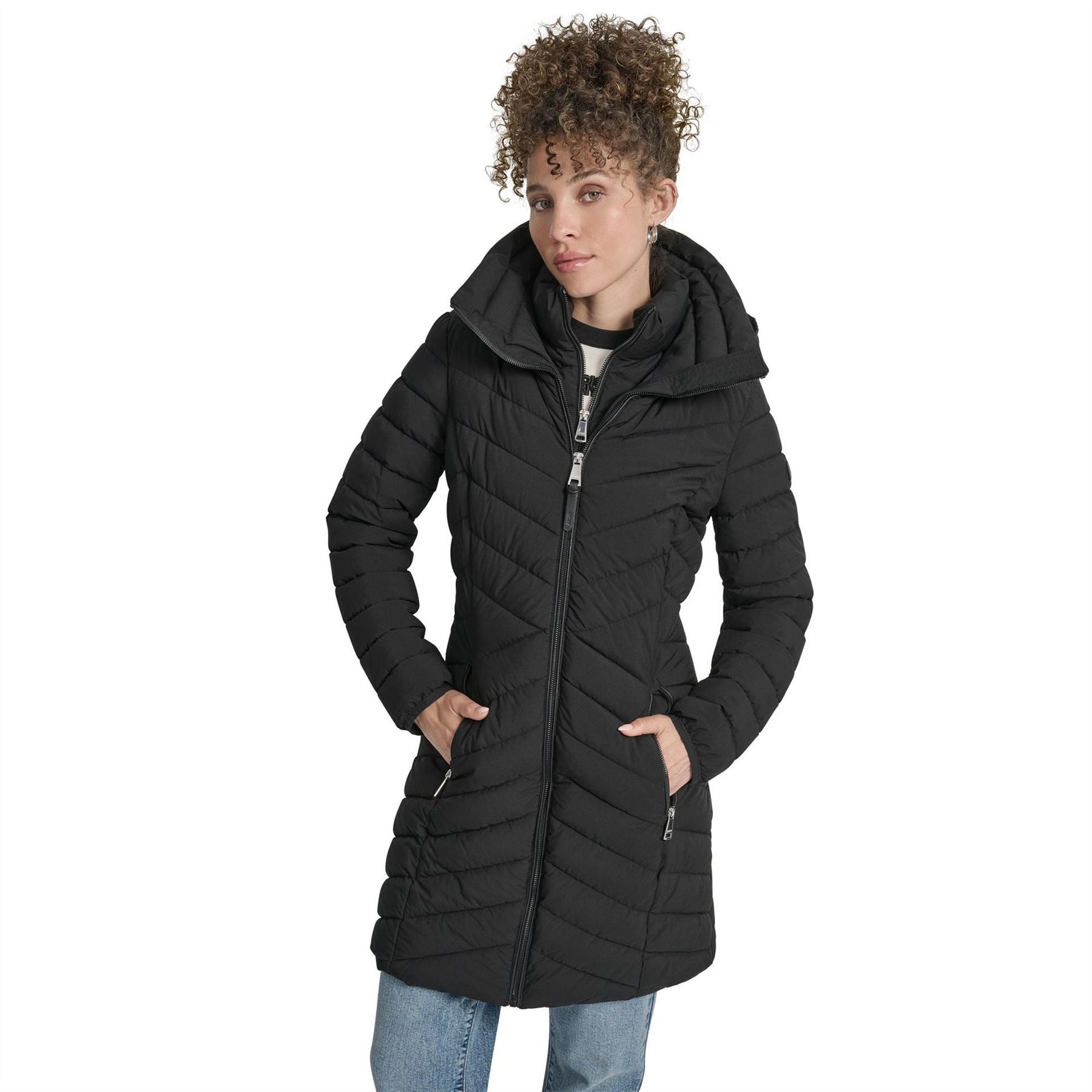 DKNY Double Zipped Medium Puffer Jacket