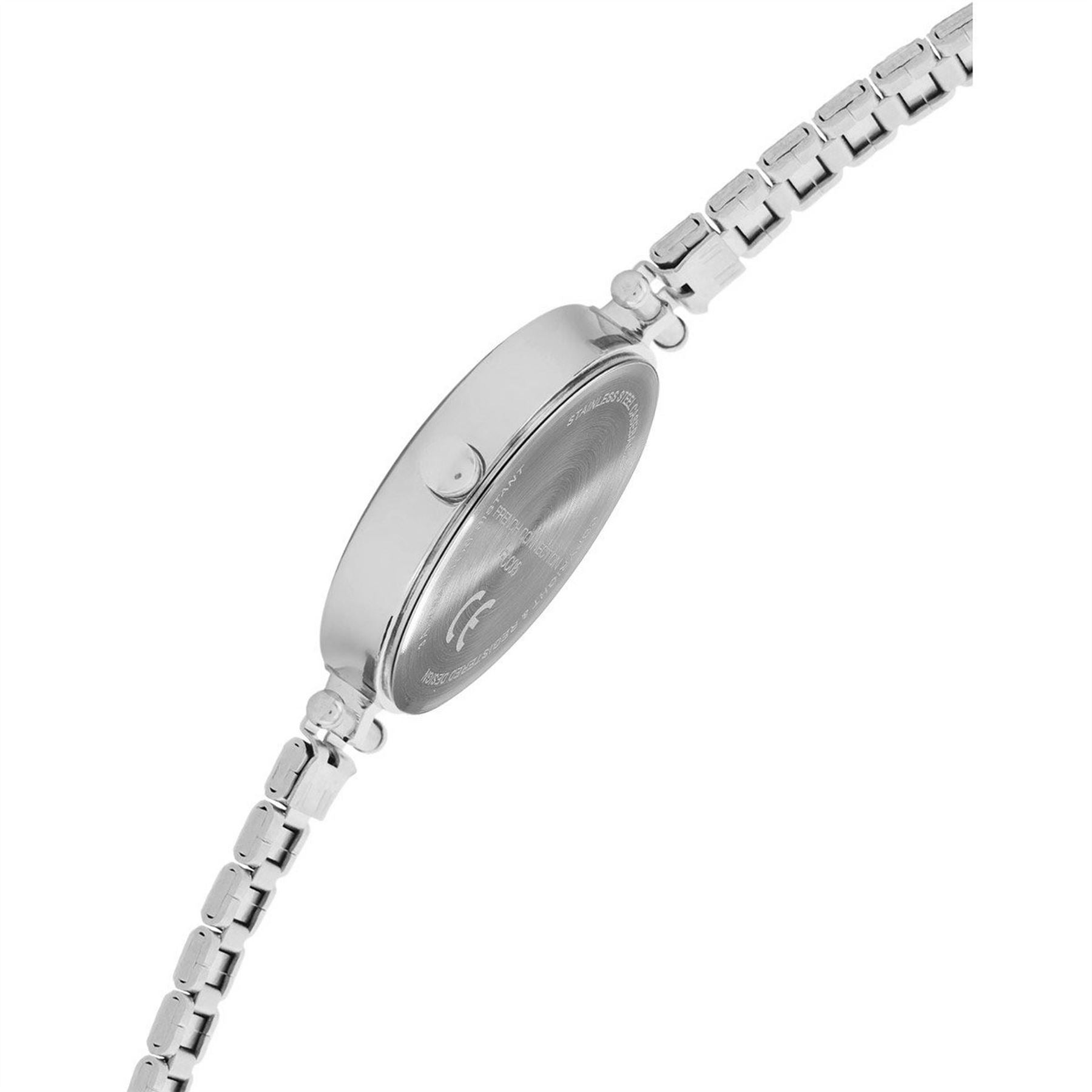 French Connection Connection Silver Case Round Shape Silver Strap Quartz Watch