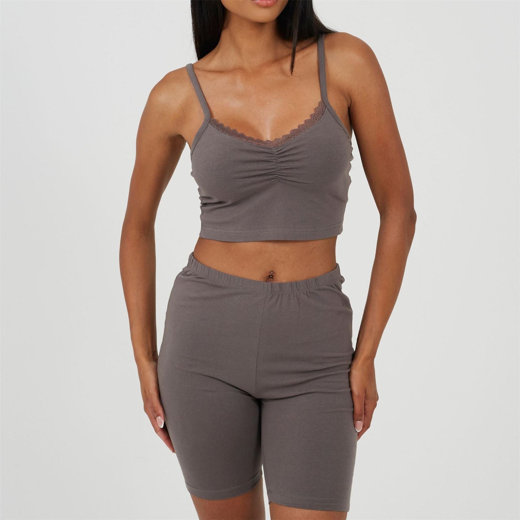 Brave Soul Womens Strappy Vest  And  Shorts Lounge Set