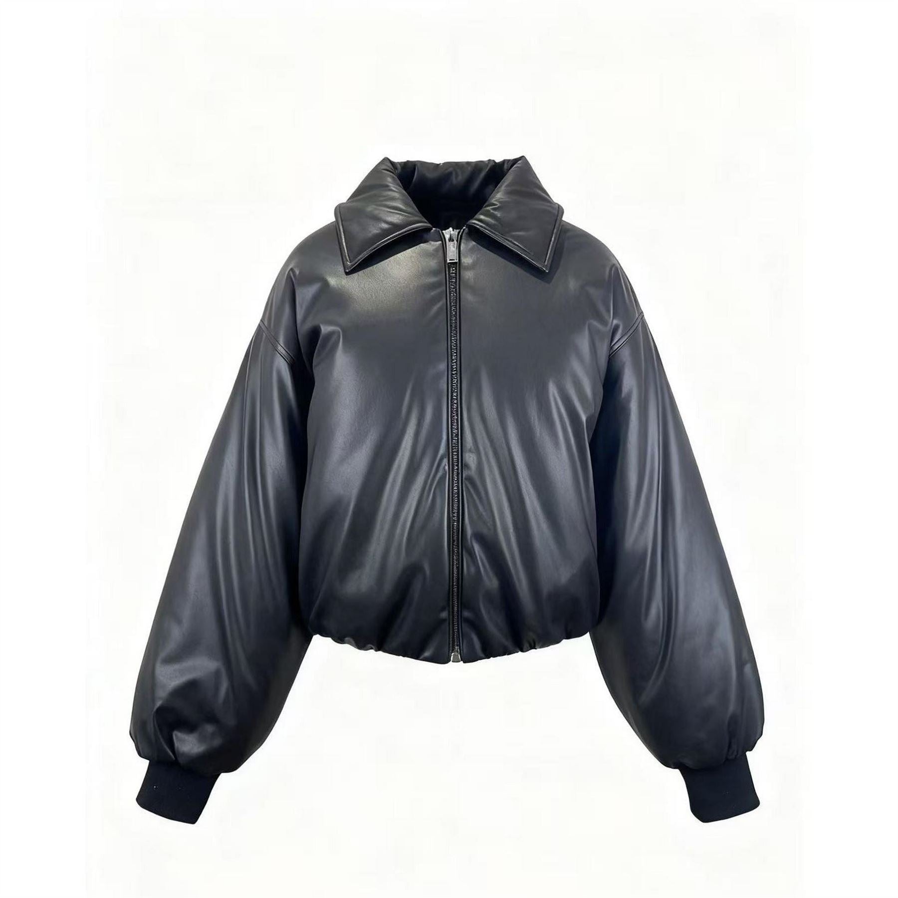 Kangol Faux Leather Long Sleeve Full Zip Bomber Jacket