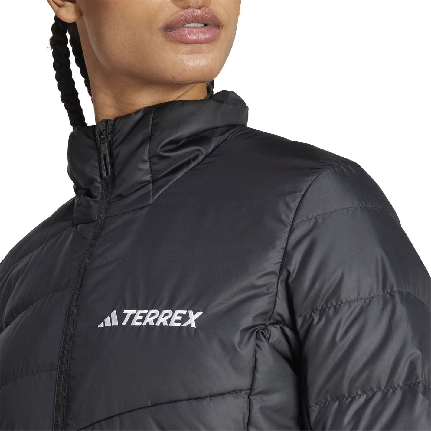 adidas Solid Patterned Zipped Pocket Down Jacket