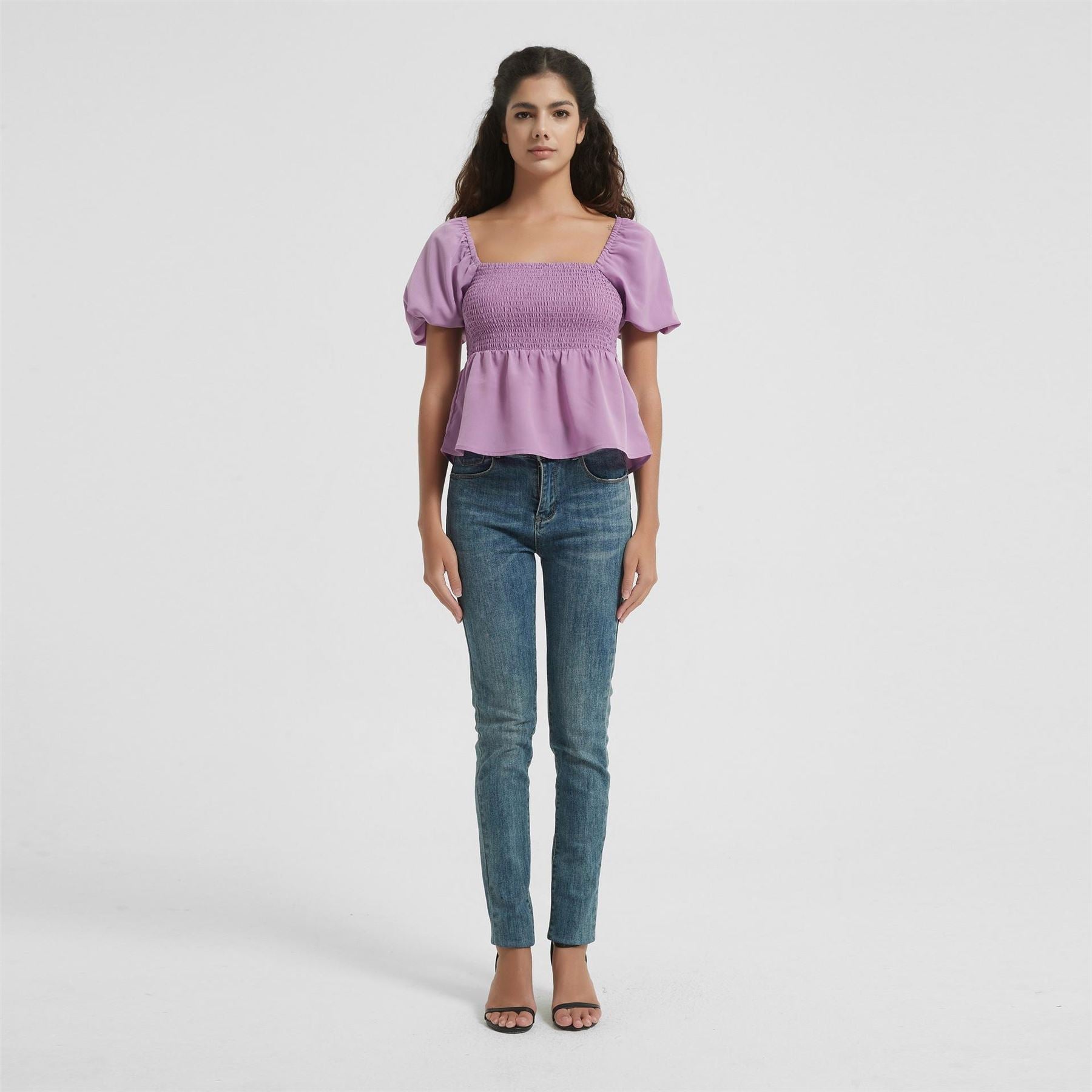 Be You Square Neck Regular Fit Short Sleeve Blouse