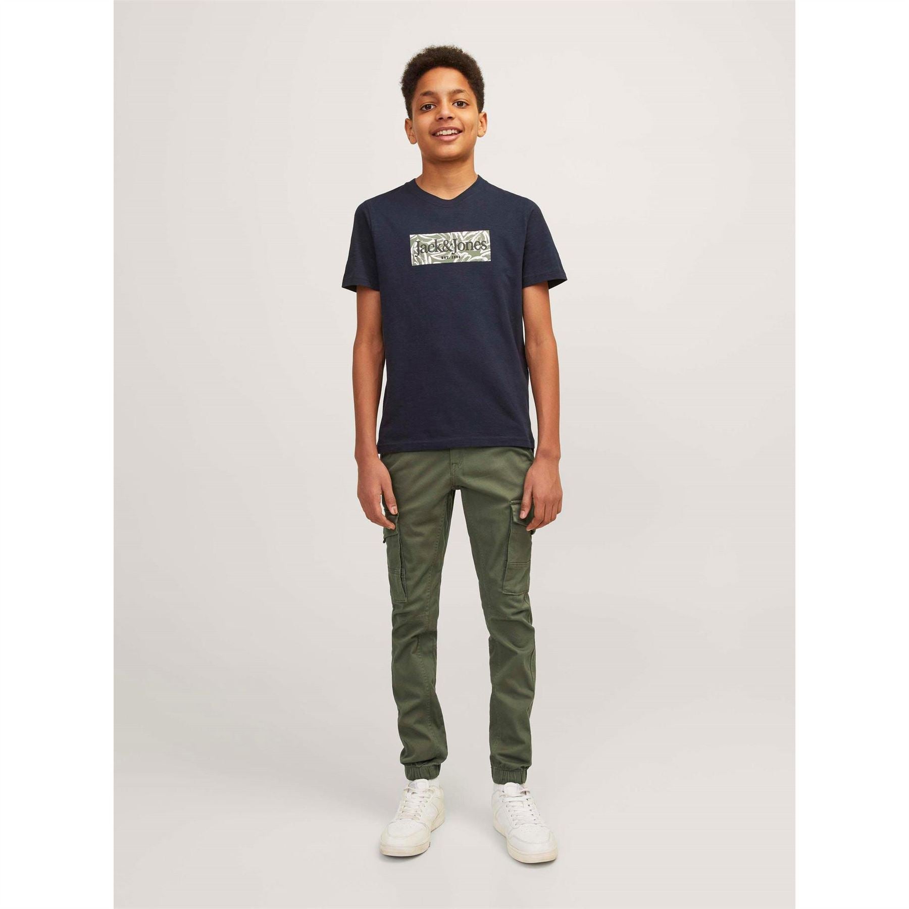 Jack and Jones Paul Solid Patterned Combat Cargo Pants