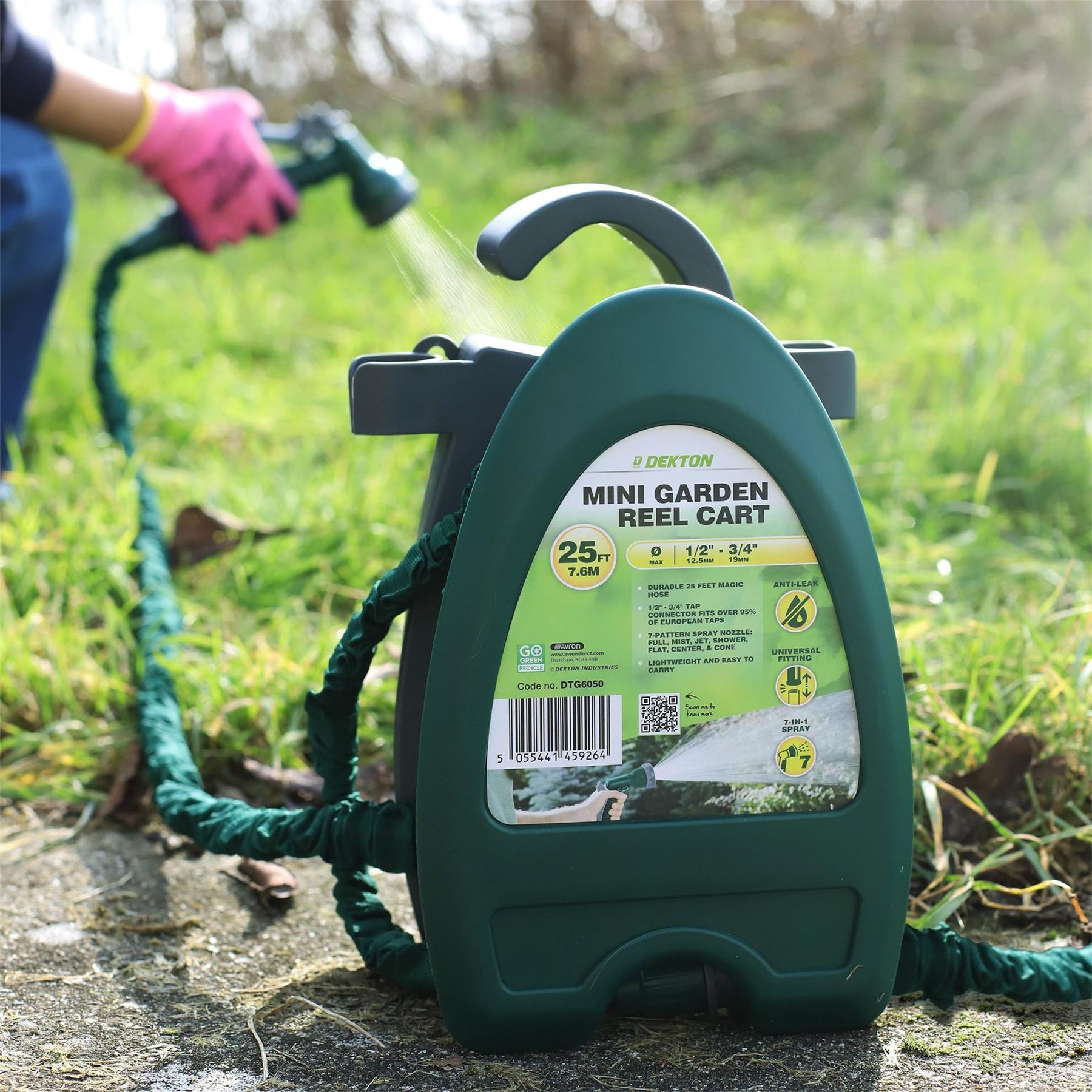 Dekton Hose Reel Cart    Mini Garden Reel Cart With 25ft Expandable Hose