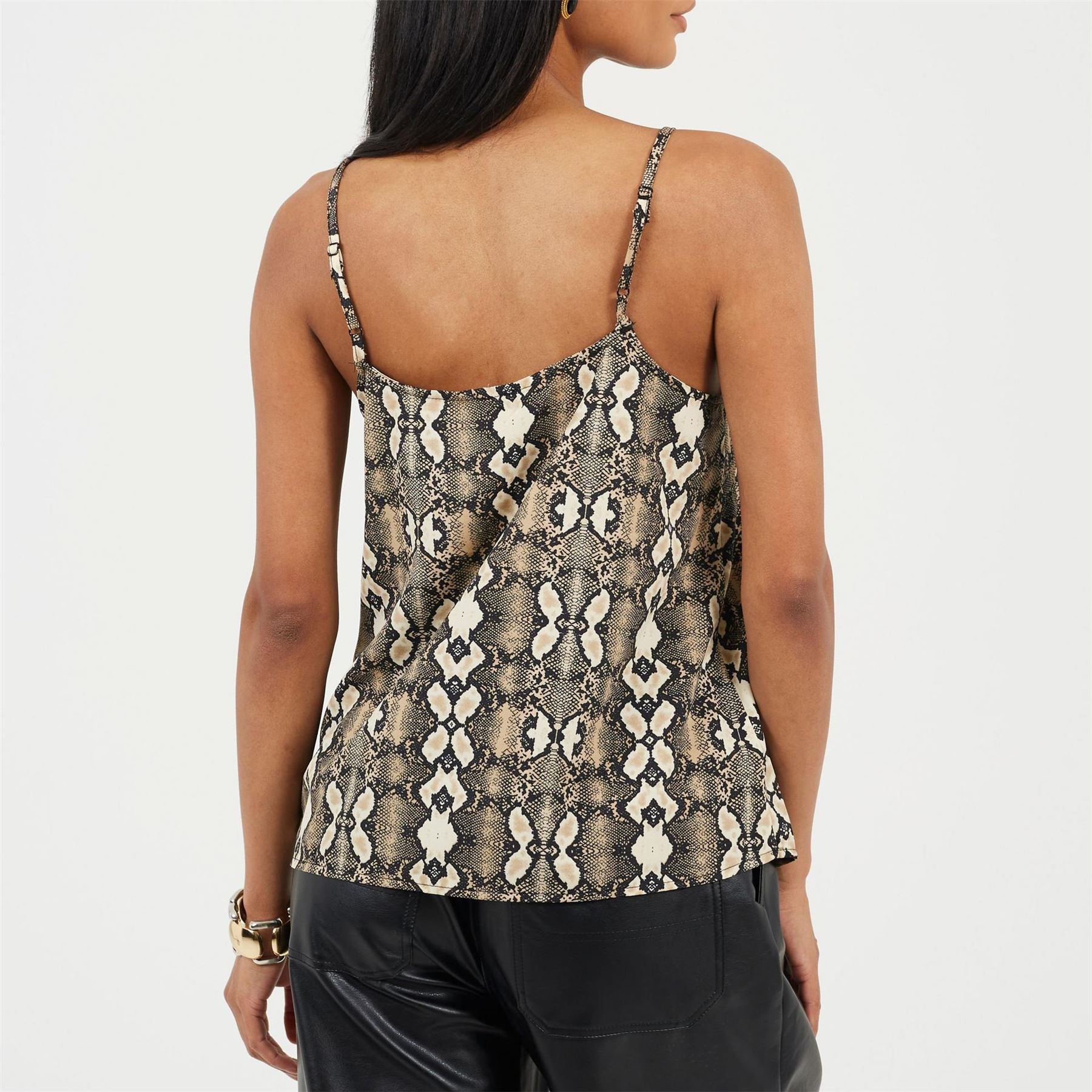 Brave Soul Womens Flowy Cami In Snake Print